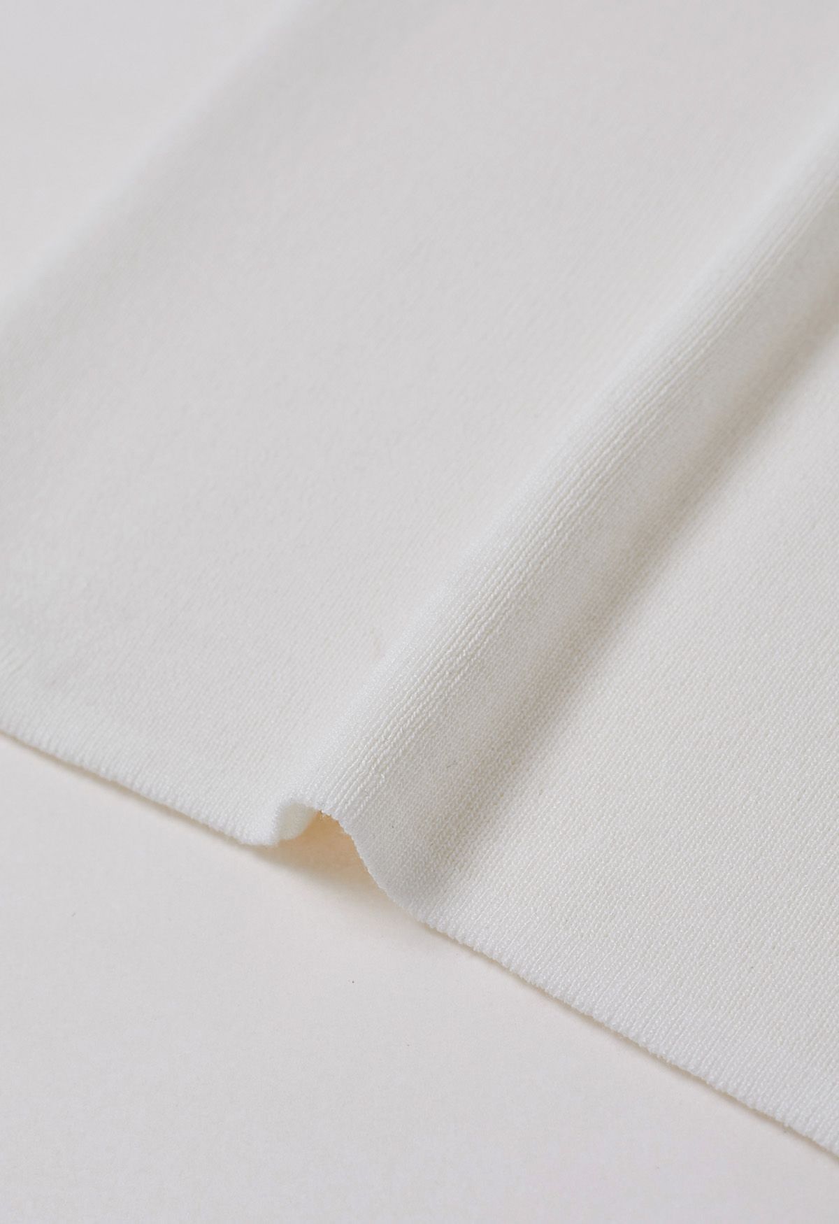 Solid Split Strap Knit Tank Top in White