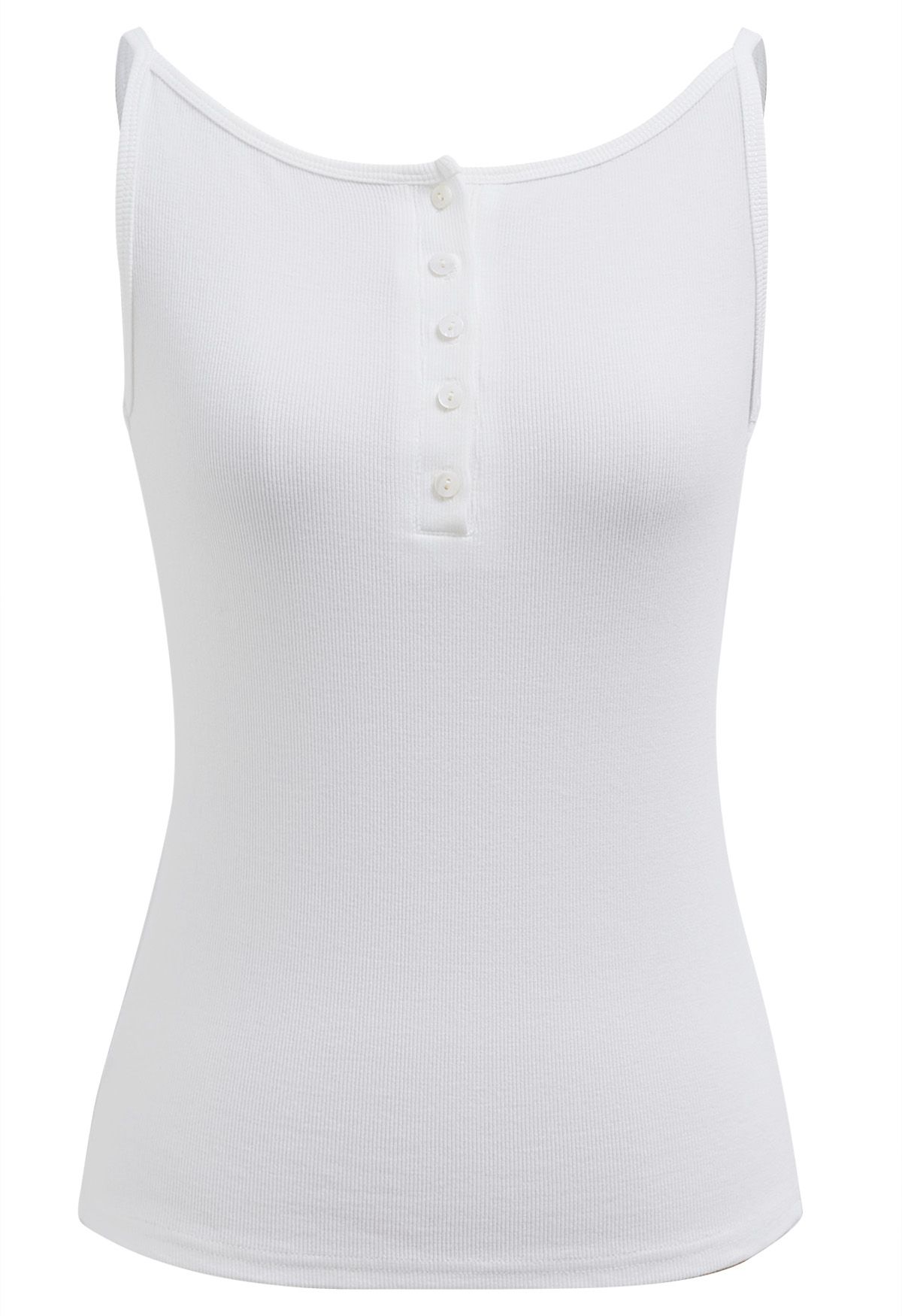 Simplicity Front Buttoned Cami Top in White