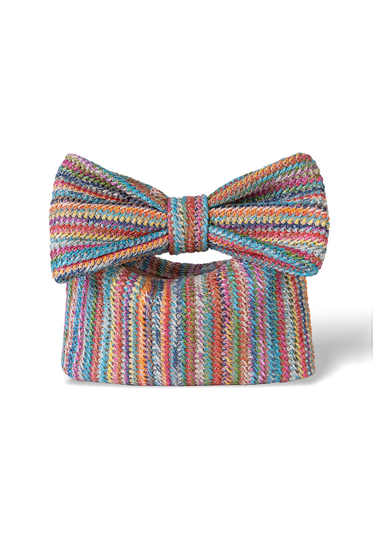 Bowknot Braided Straw Clutch in Multicolor