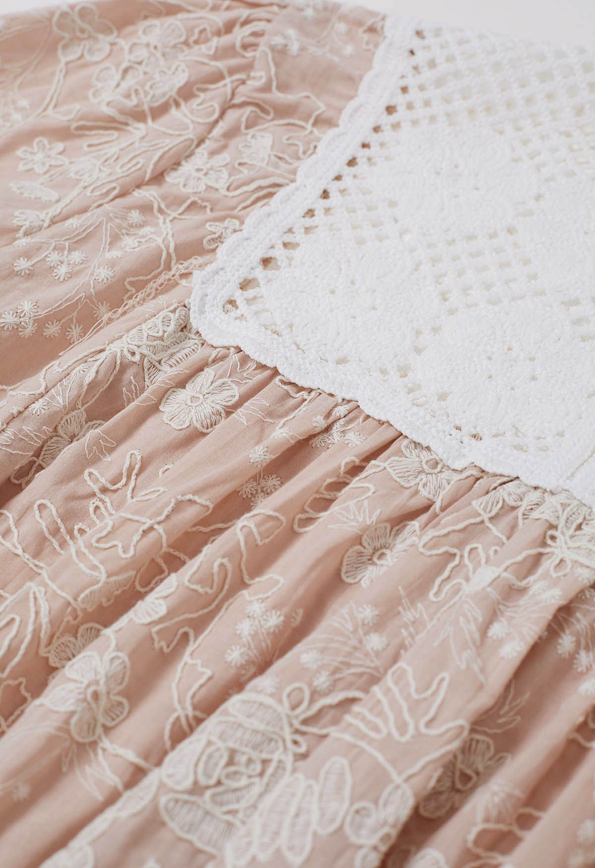 Cutwork Crochet Embroidered Dolly Top in Dusty Pink