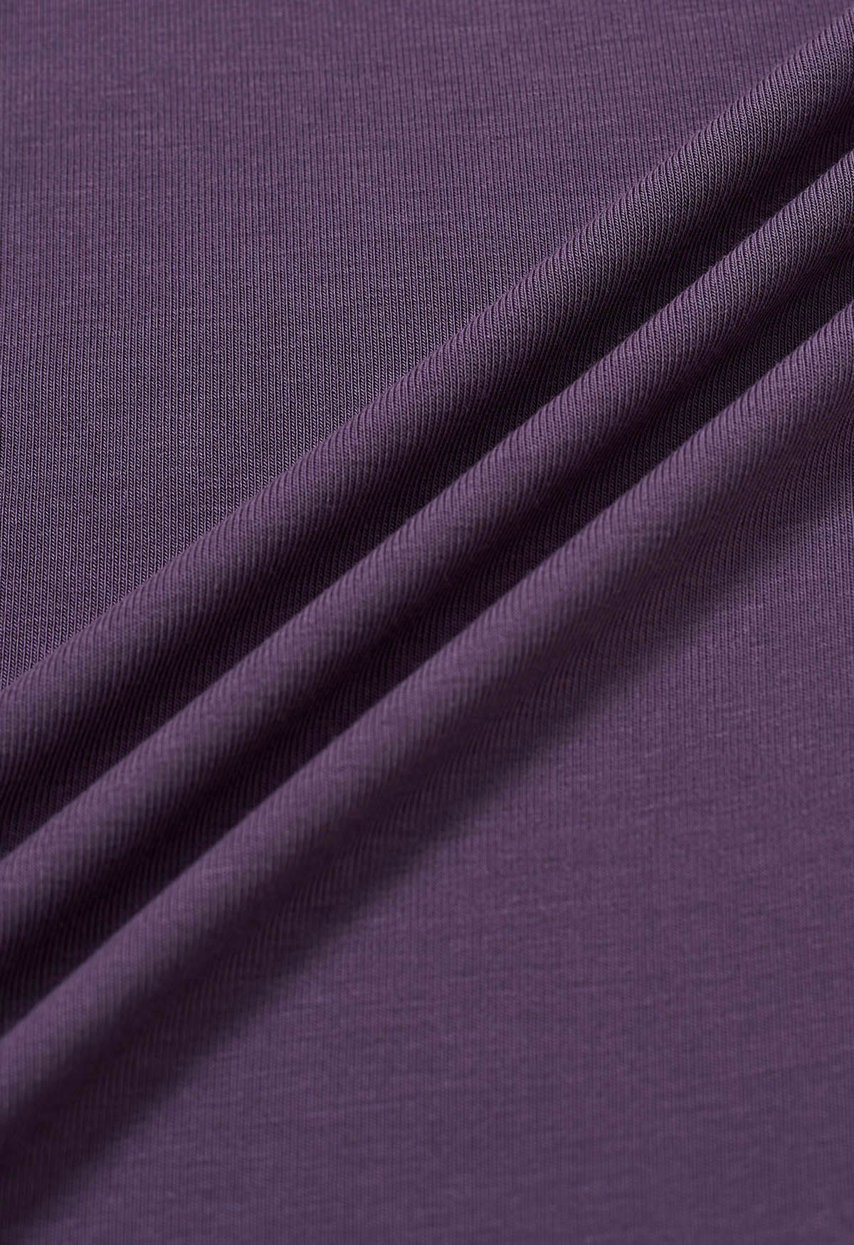 Side Ruched Detail Soft Touch Top in Purple