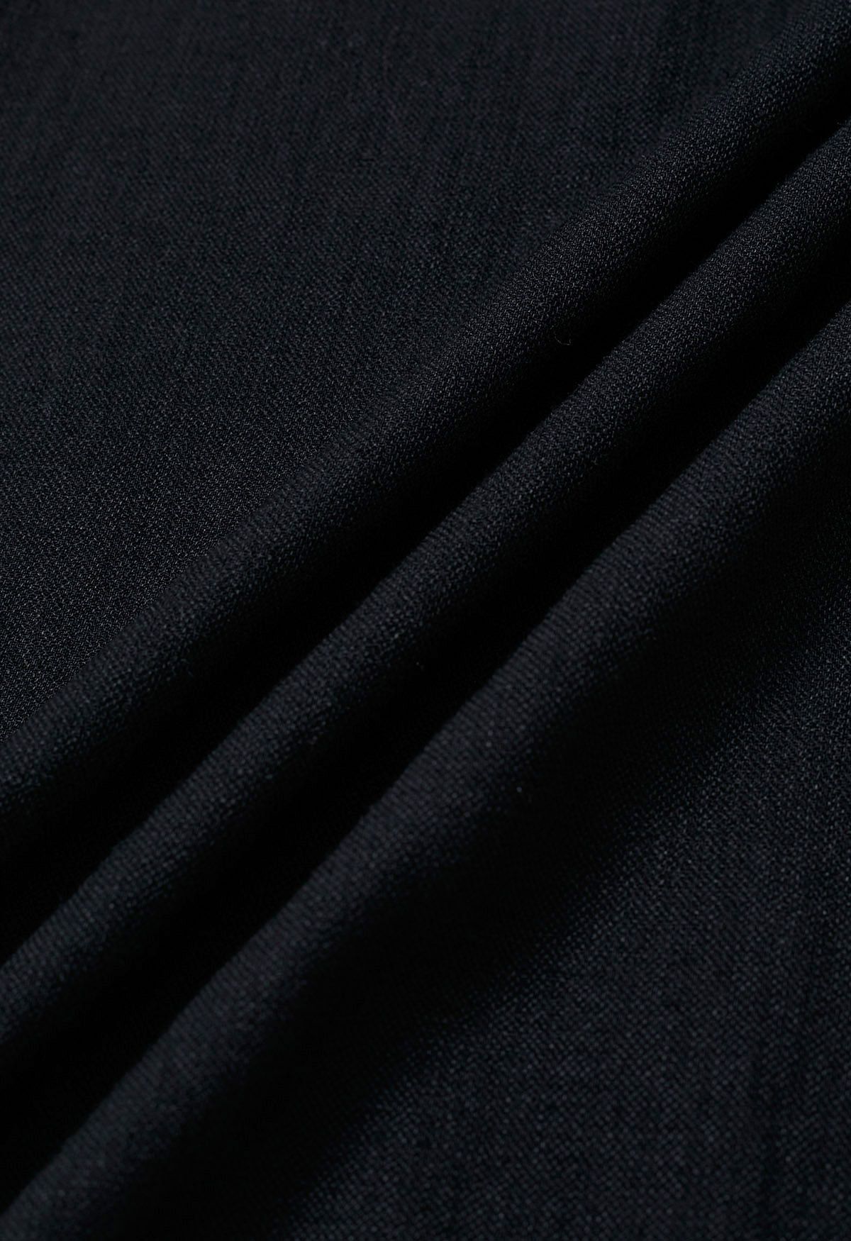 Casual Season Pleated Linen-Blend Pants in Black