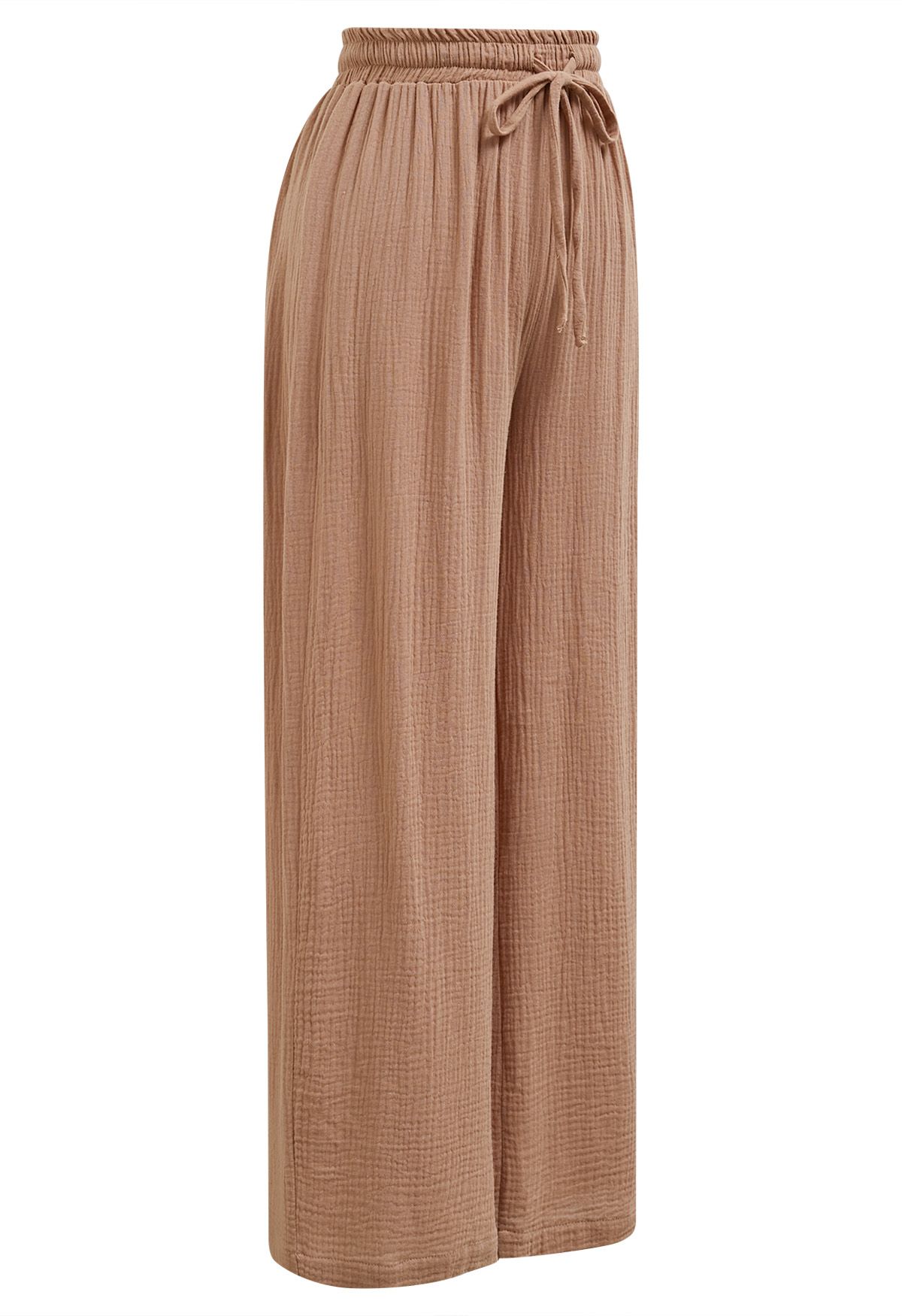 Lightweight Cotton Drawstring Pants in Rust