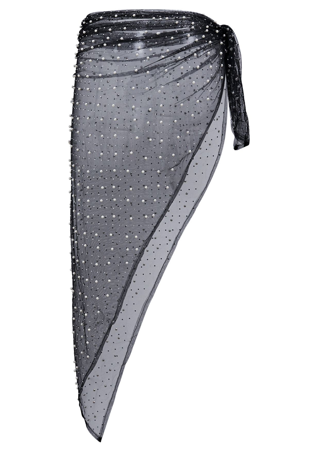 Pearl Mesh Self-Tie Sarong in Black