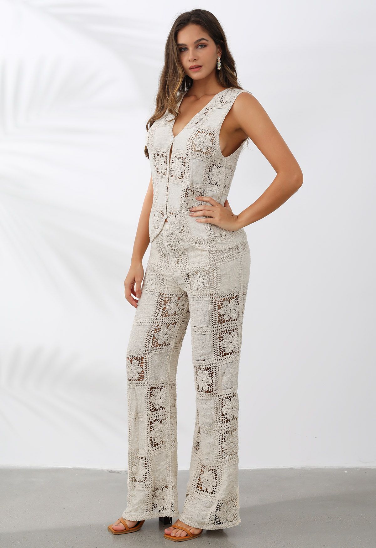 Floral Cutwork Crochet Cotton Pants