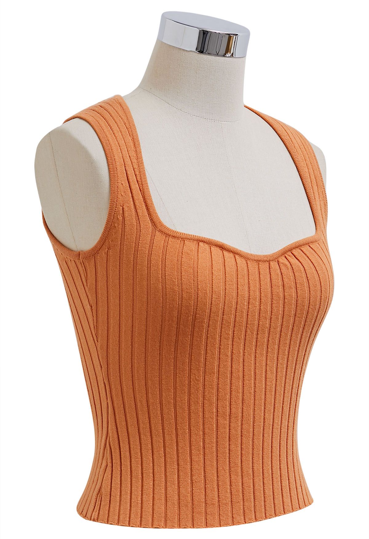 Flattering Fit Ribbed Tank Top in Orange