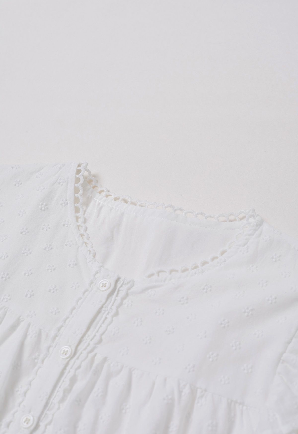 Lovely Floret Embroidered Dolly Mini Dress in White