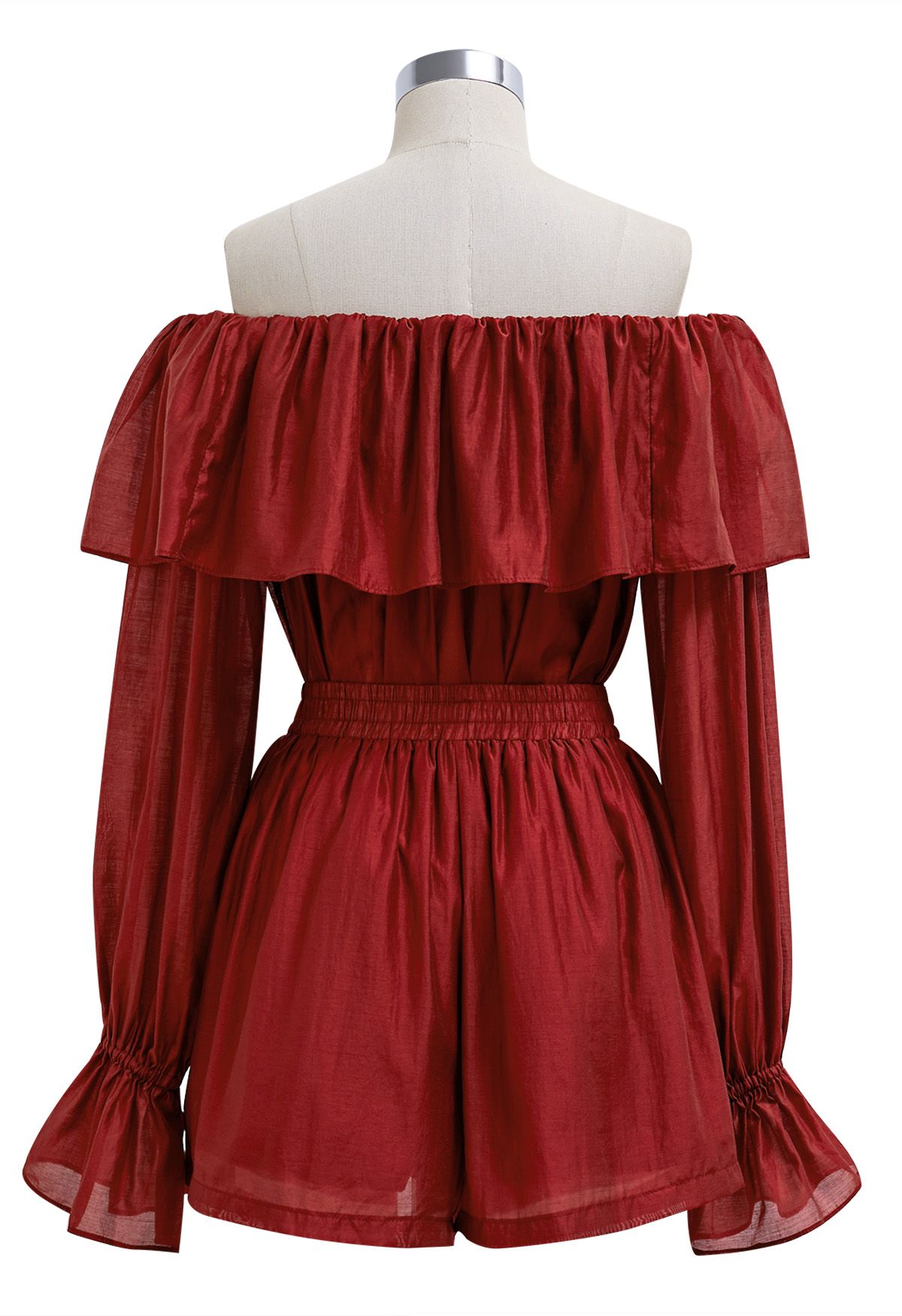 Breezy Off-Shoulder Top and Shorts Set in Red