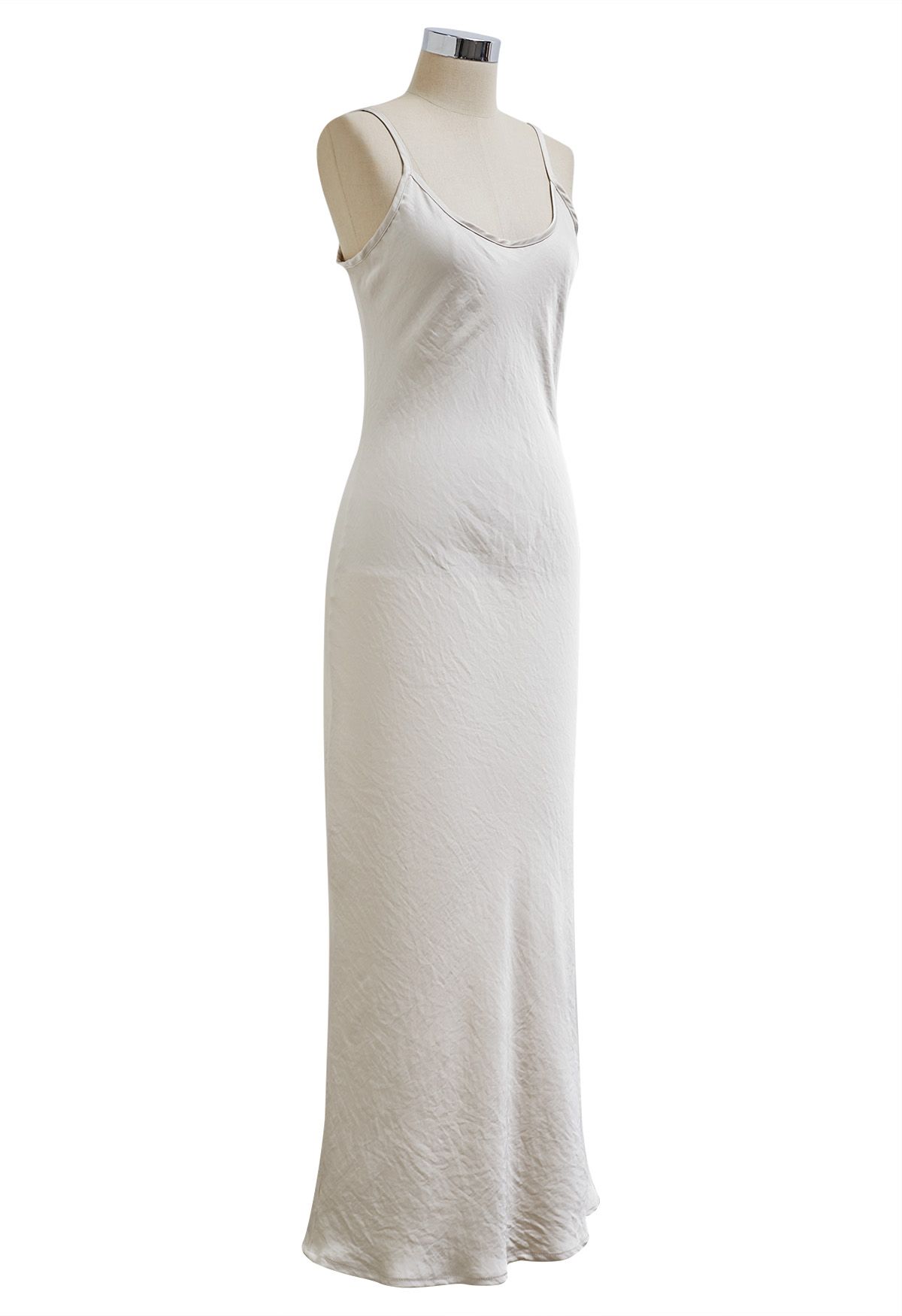 Texture Satin Backless Maxi Dress in Ivory