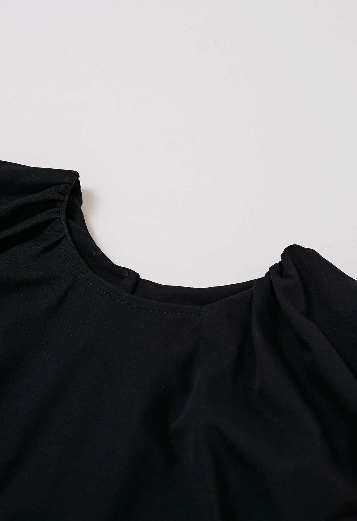 Cutout Back Ruched Detail Sleeveless Top in Black