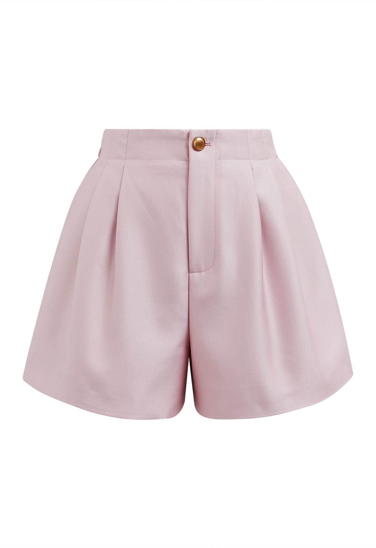 Golden Button Side Pocket Shorts in Pink