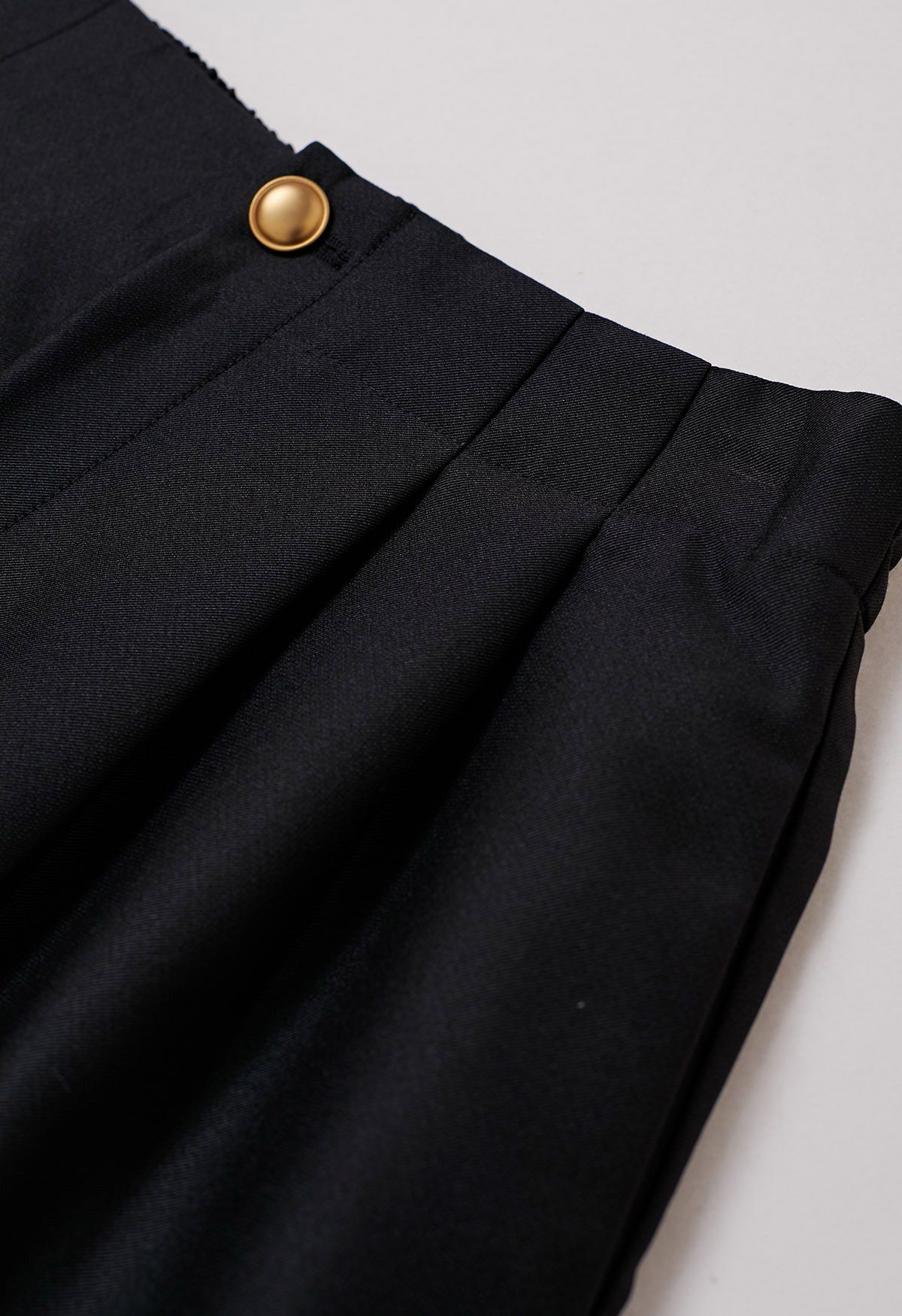 Golden Button Side Pocket Shorts in Black