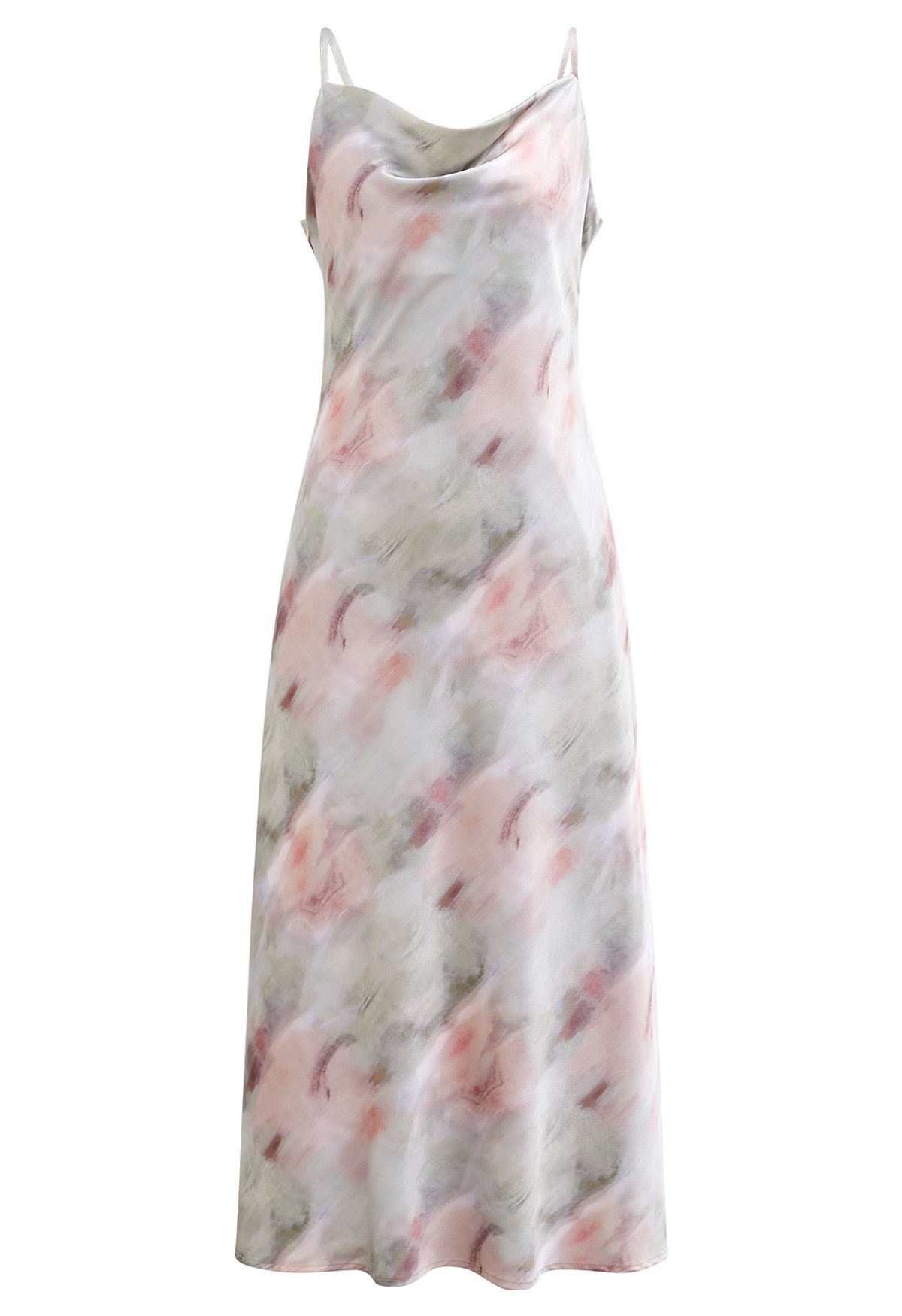 Watercolor Print Cowl Neck Cami Dress