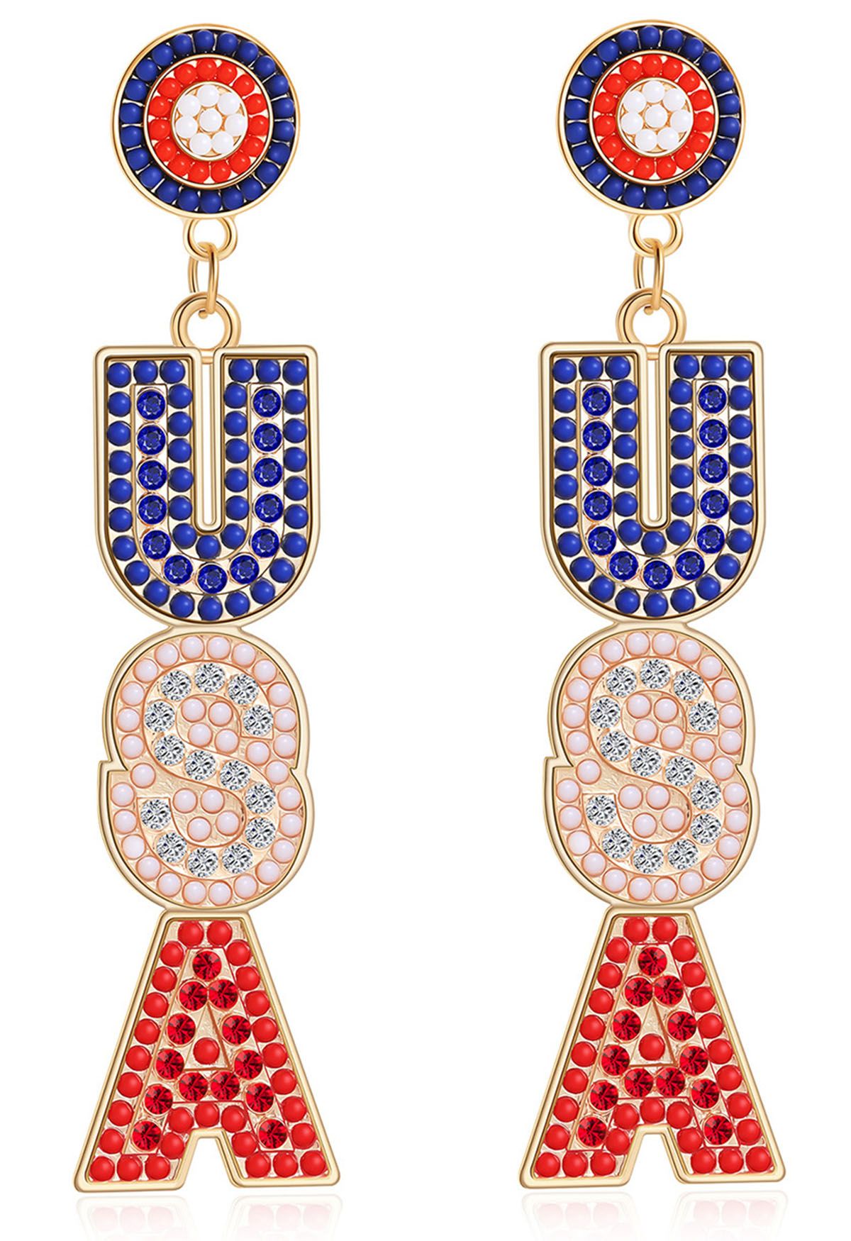 Beaded USA Earrings