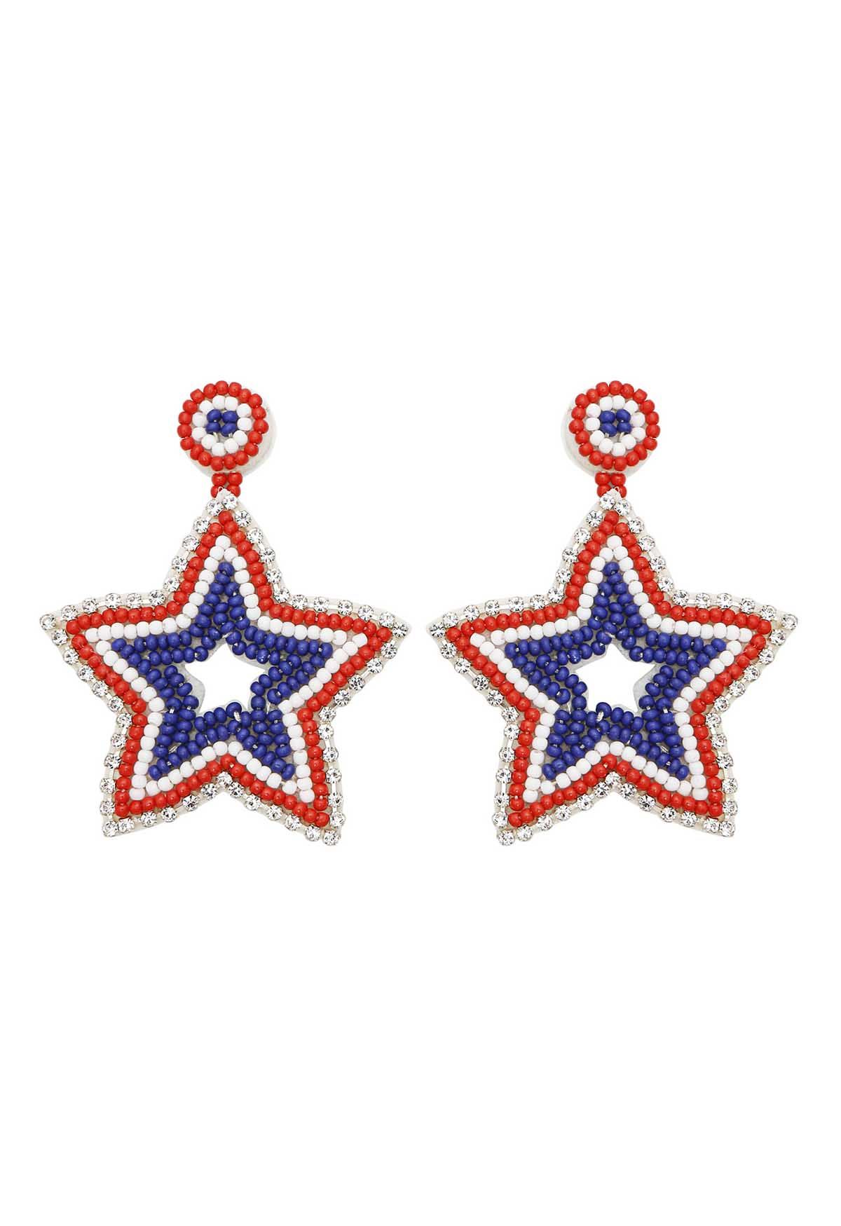 Color Block Beaded Star Earrings