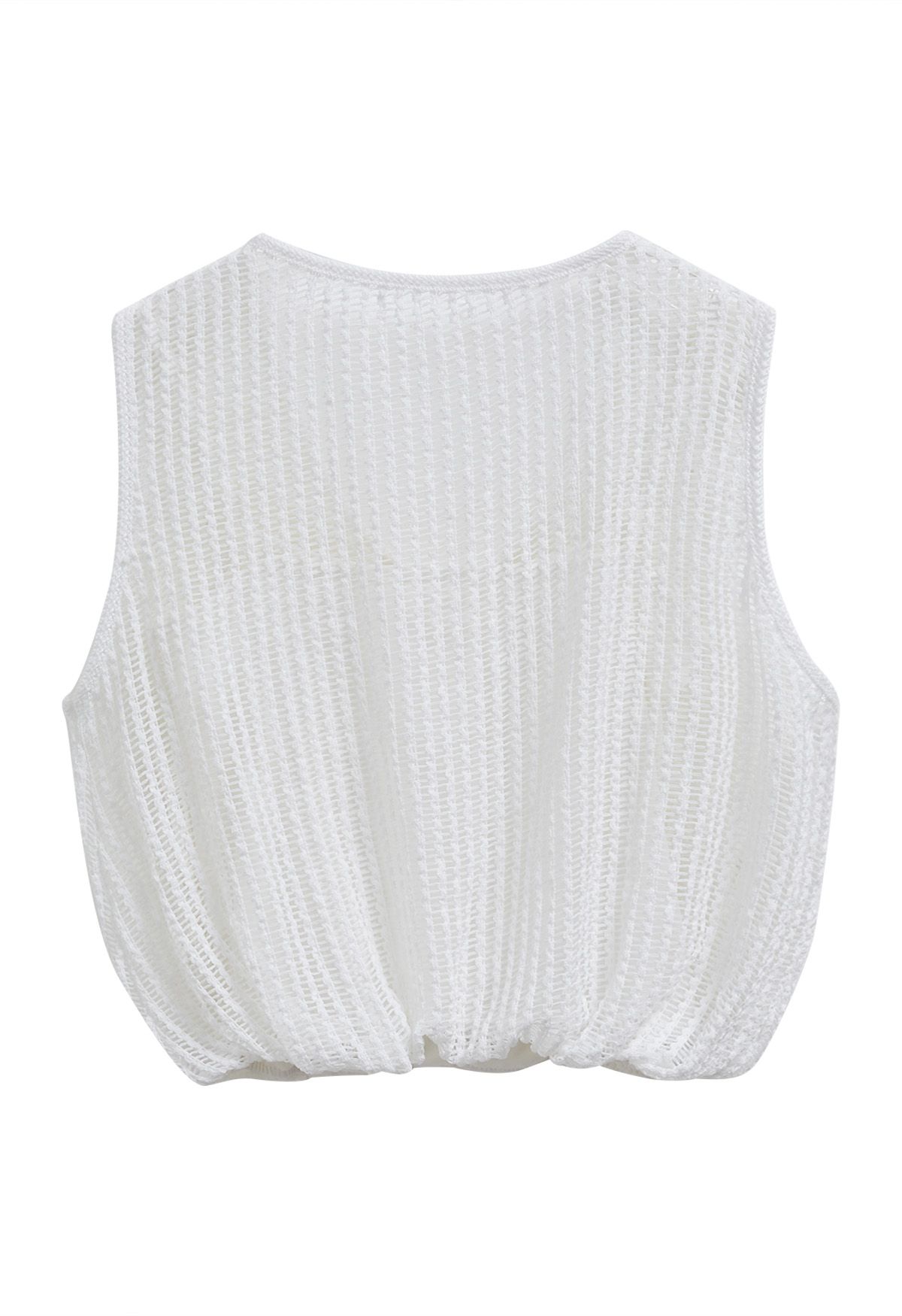 Hollow Out Sleeveless Crop Top in White