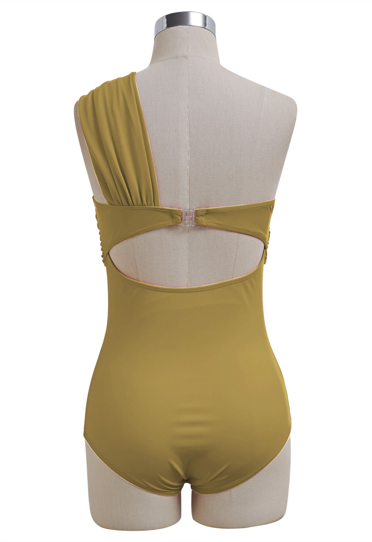 Sweet Knot One-Shoulder One-Piece Swimsuit in Moss Green