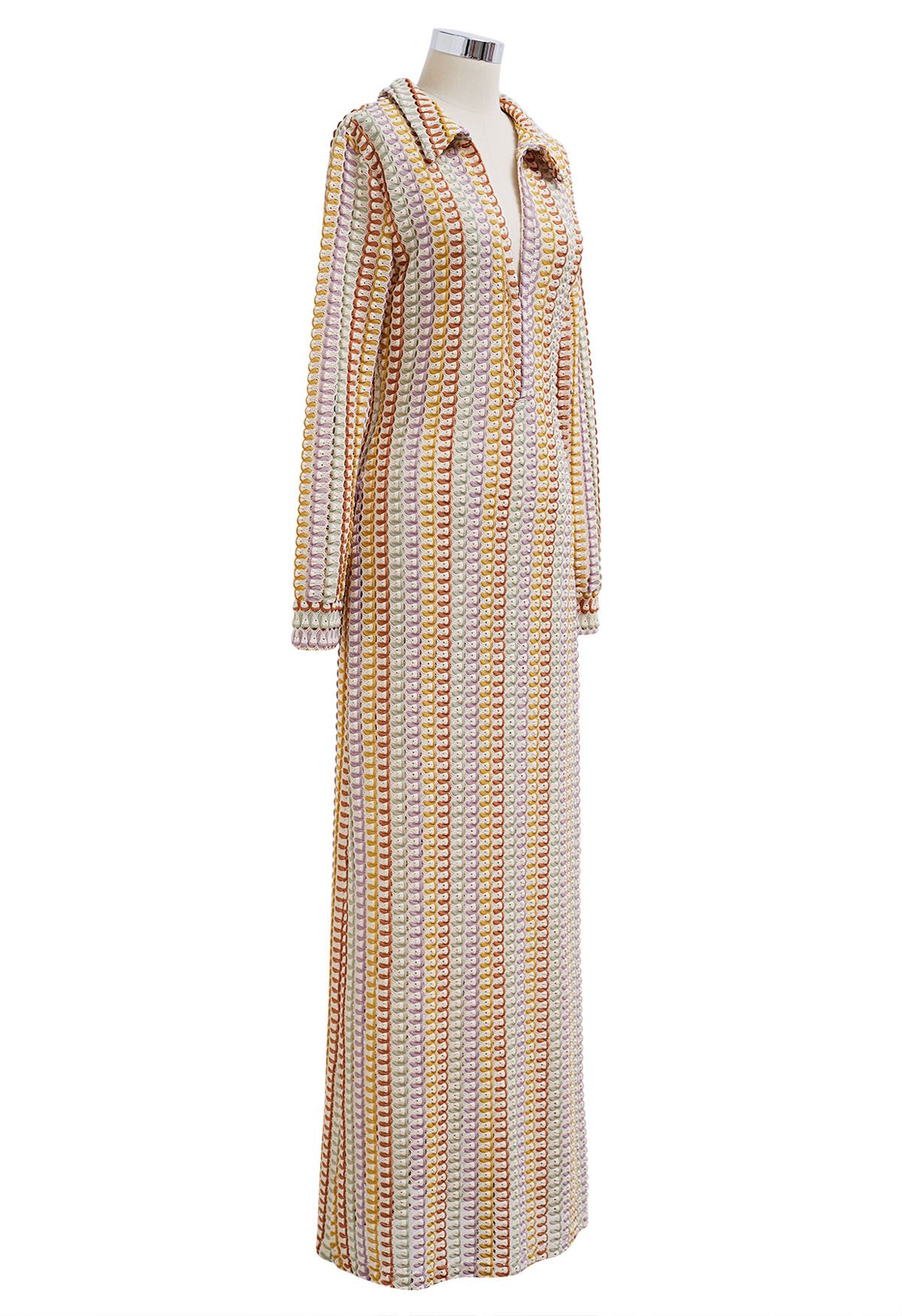 Multicolored Crochet Slit Maxi Cover-Up