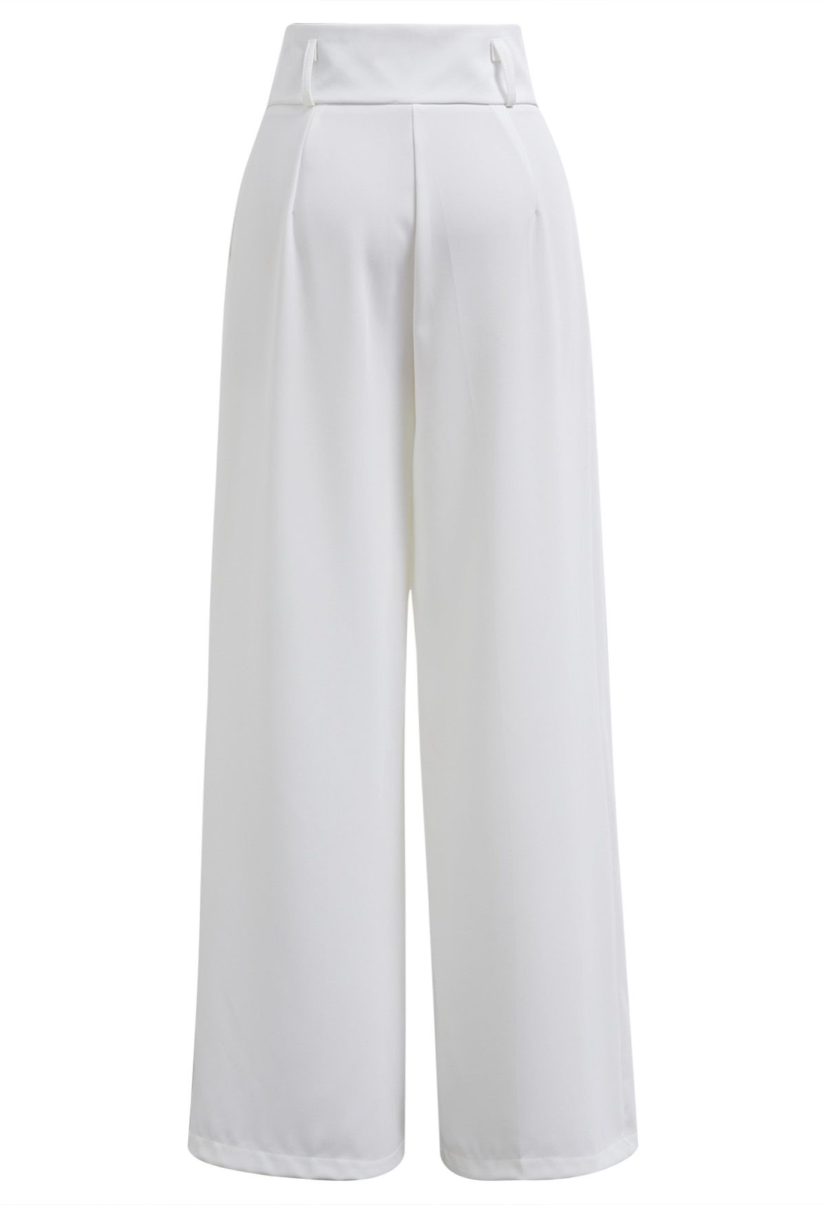 Side Pocket Wide Leg Pleated Pants in White