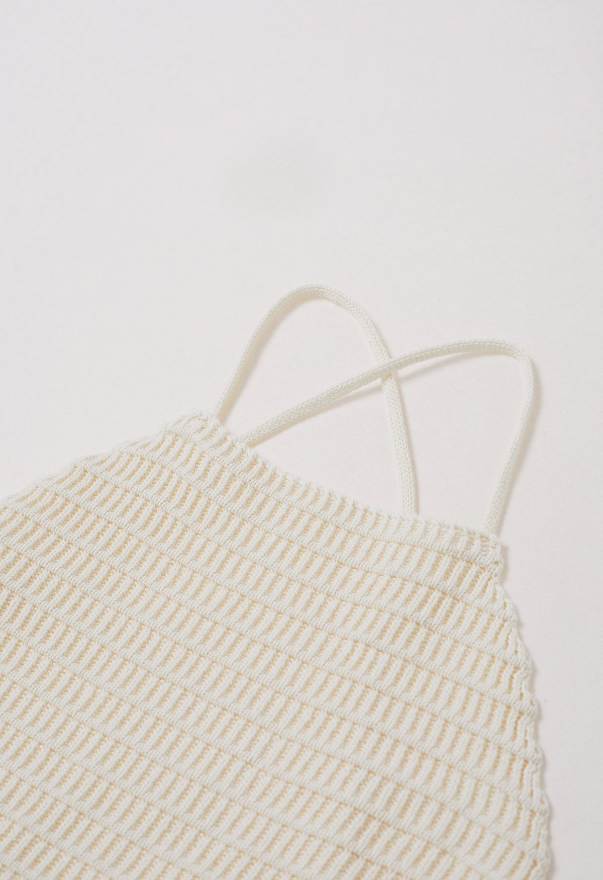 Lace-Up Back Knit Spliced Dress in Cream