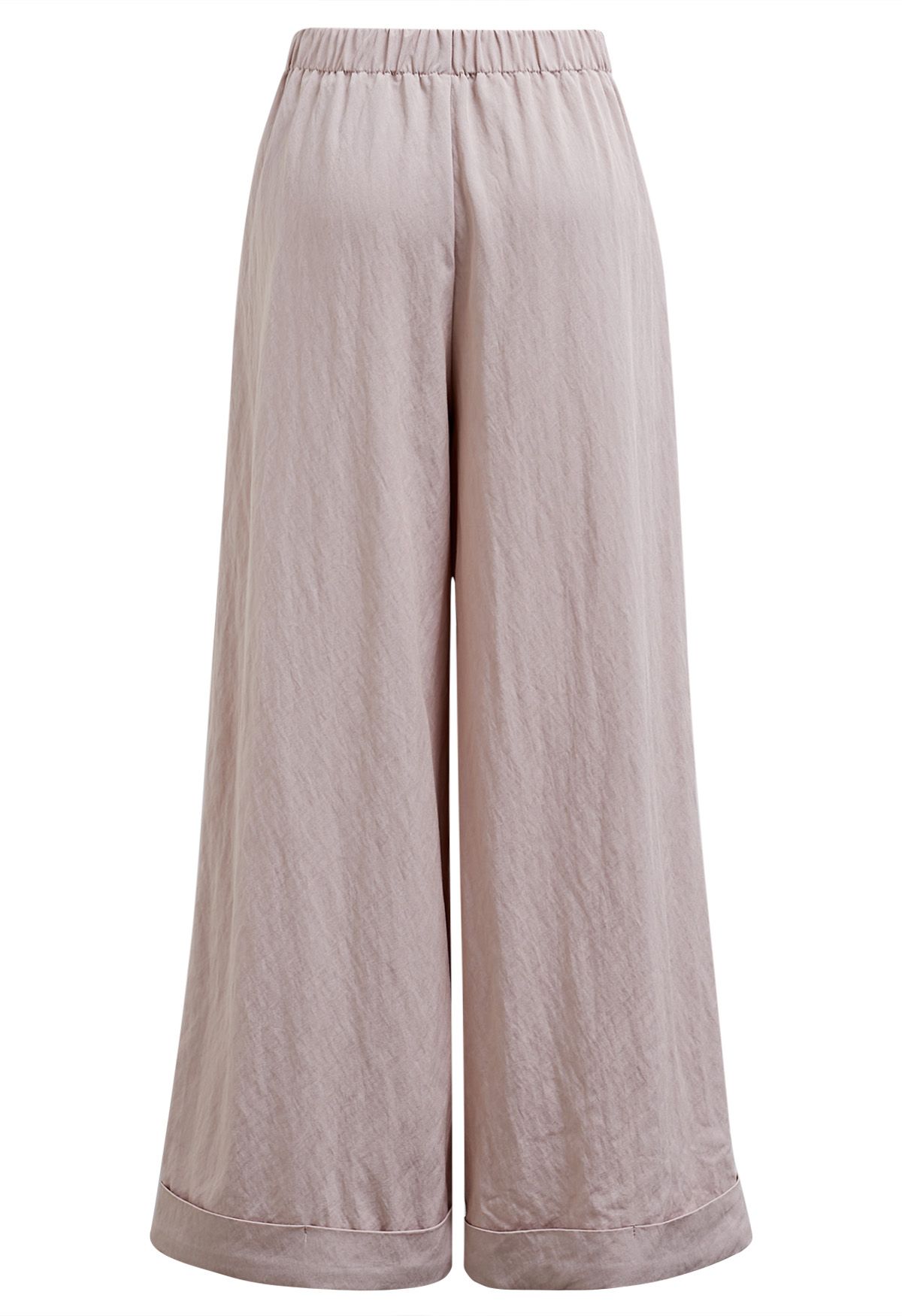 Wide Leg Roll-Hem Pleated Pants in Dusty Pink