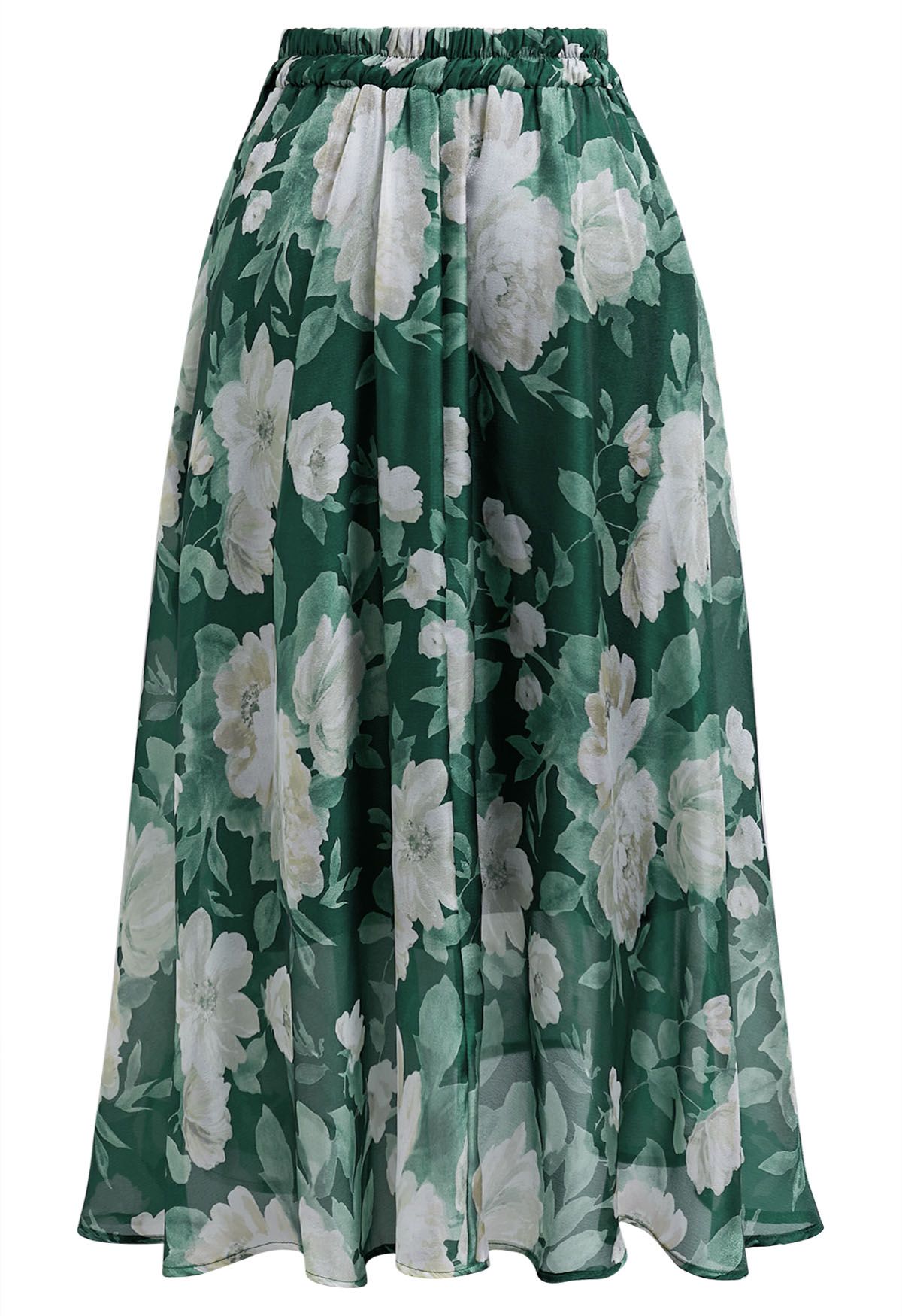 Lush Jasmine Soft Organza Flare Midi Skirt