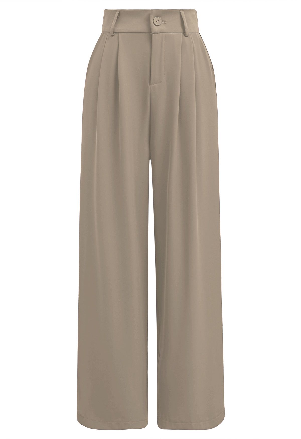 High-Waist Straight-Leg Pants in Khaki