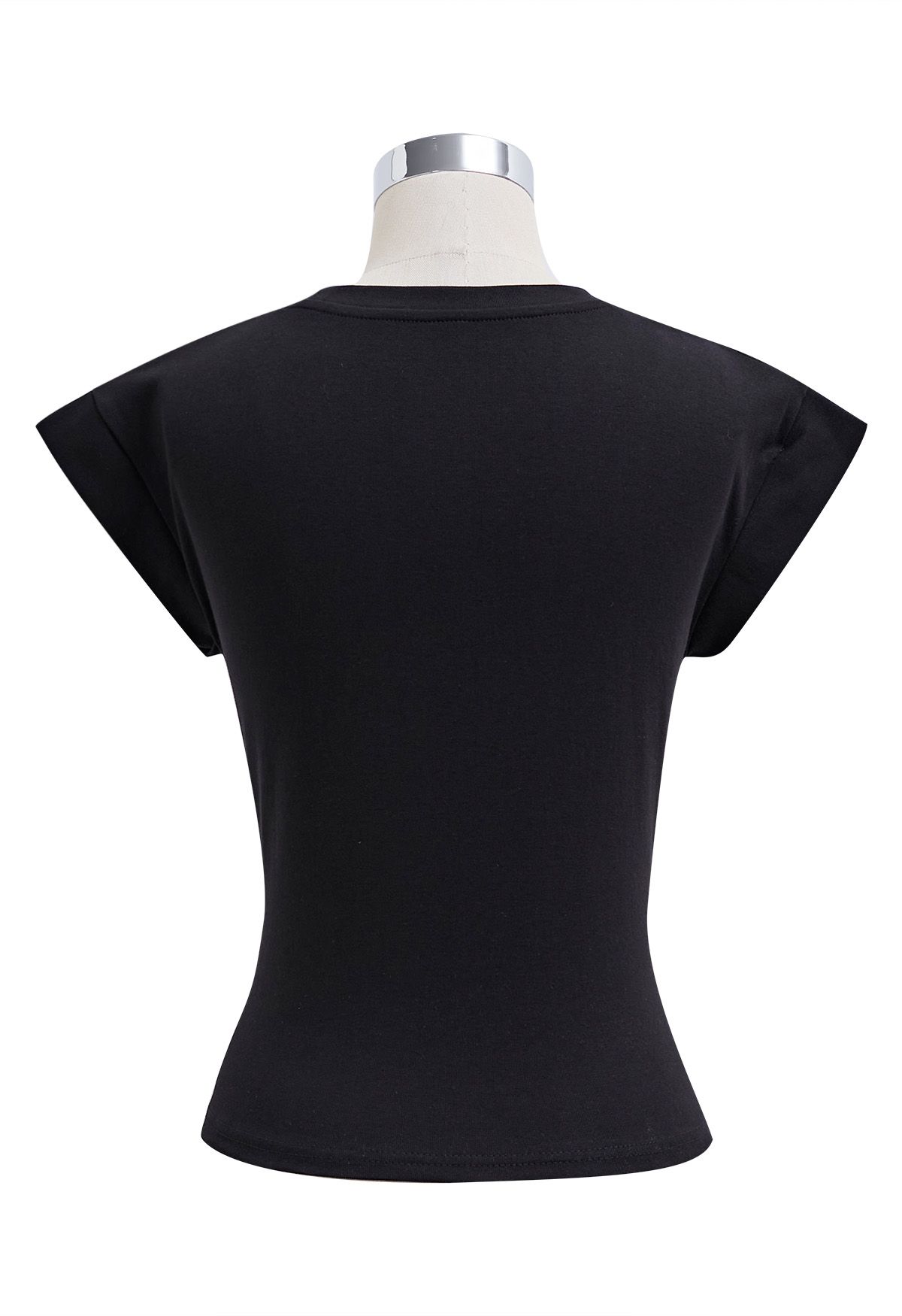 Cap Sleeve Crisscross Cotton Top in Black