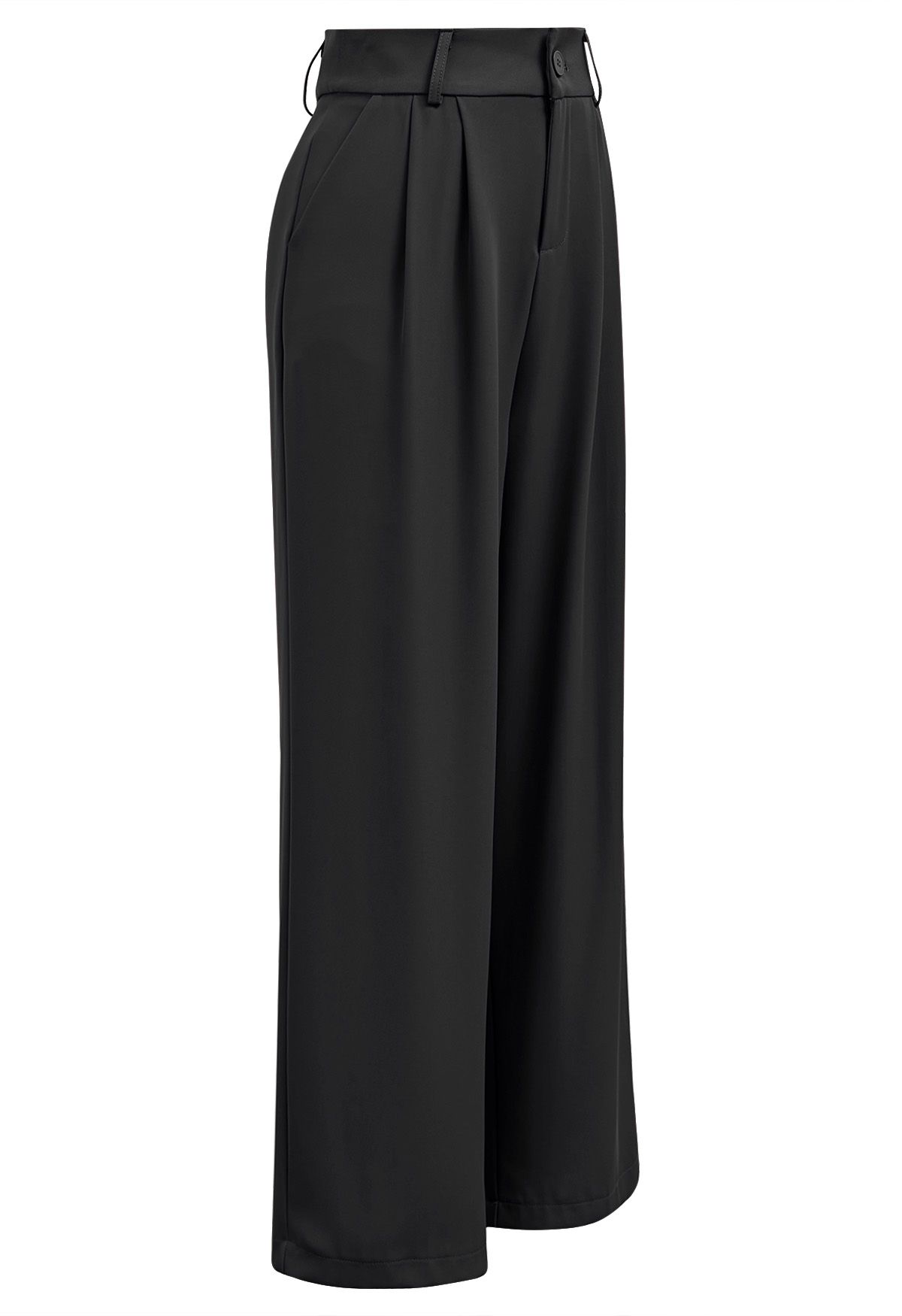 High-Waist Straight-Leg Pants in Black