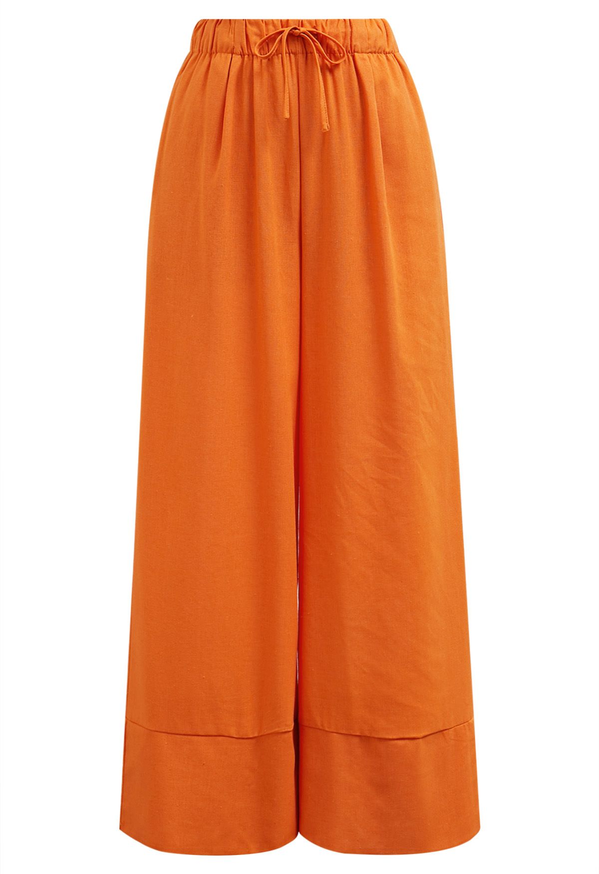 Comfort Linen-Blend Palazzo Pants in Orange