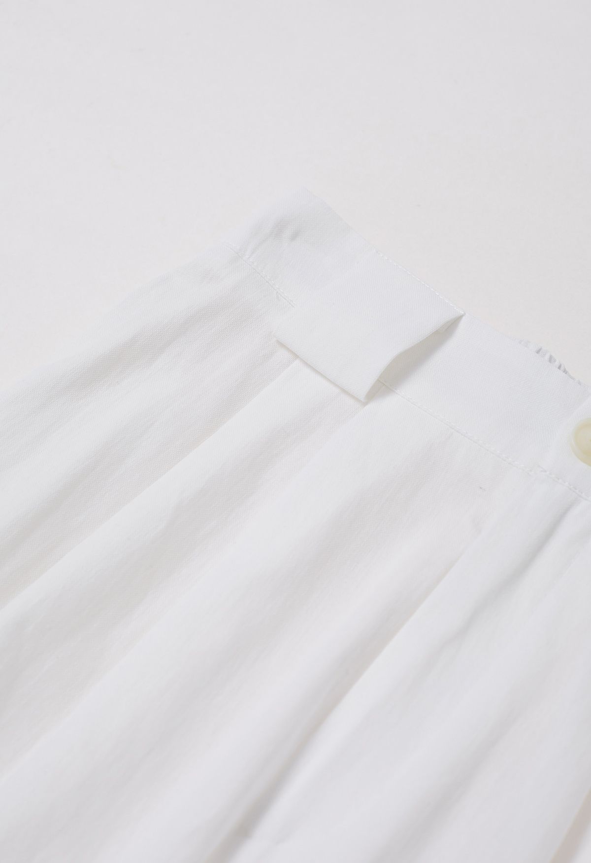 Bow Tie Sash Pleated Wide-Leg Pants in White