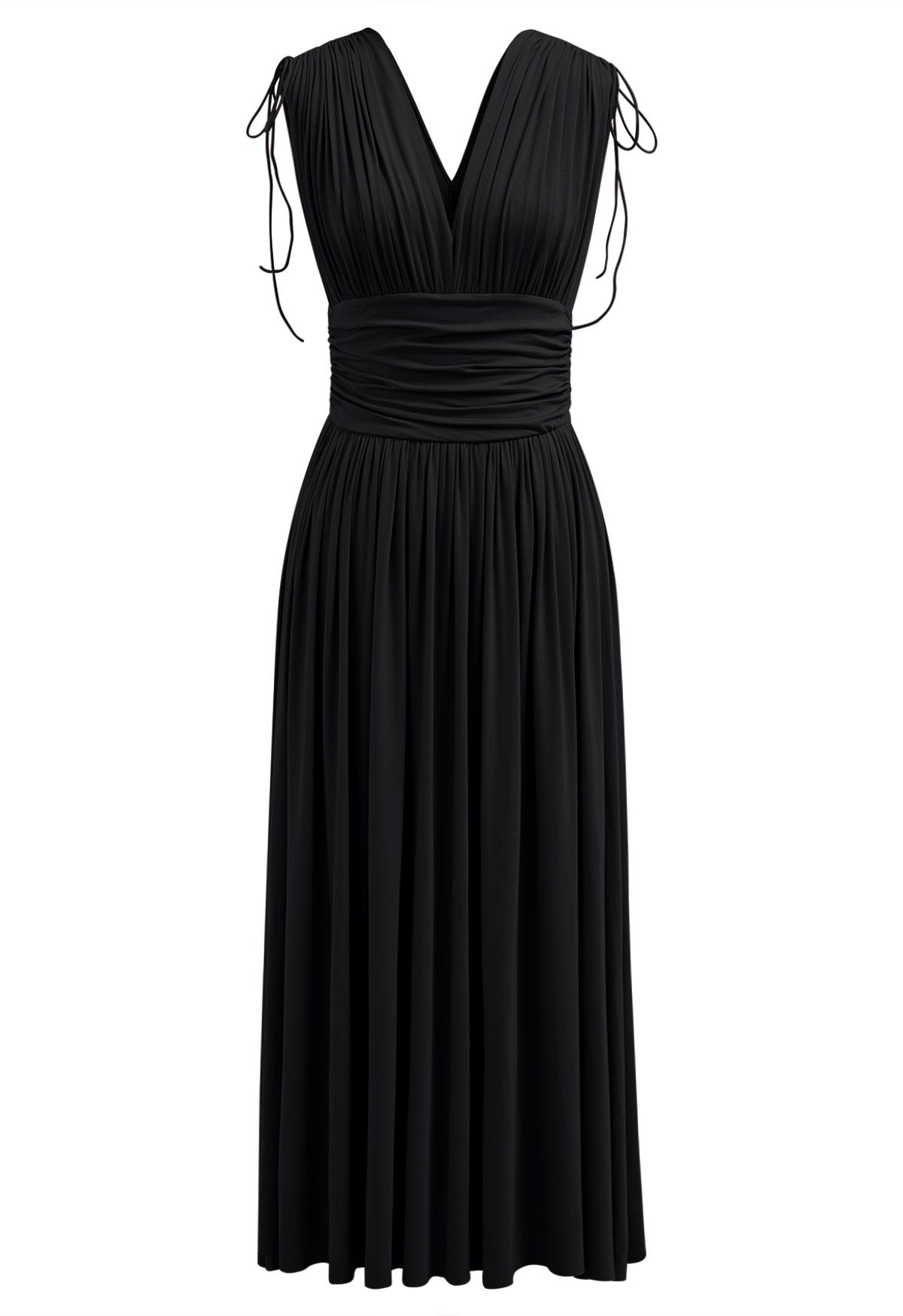 Modal Essential V-Neck Drawstring Dress in Black