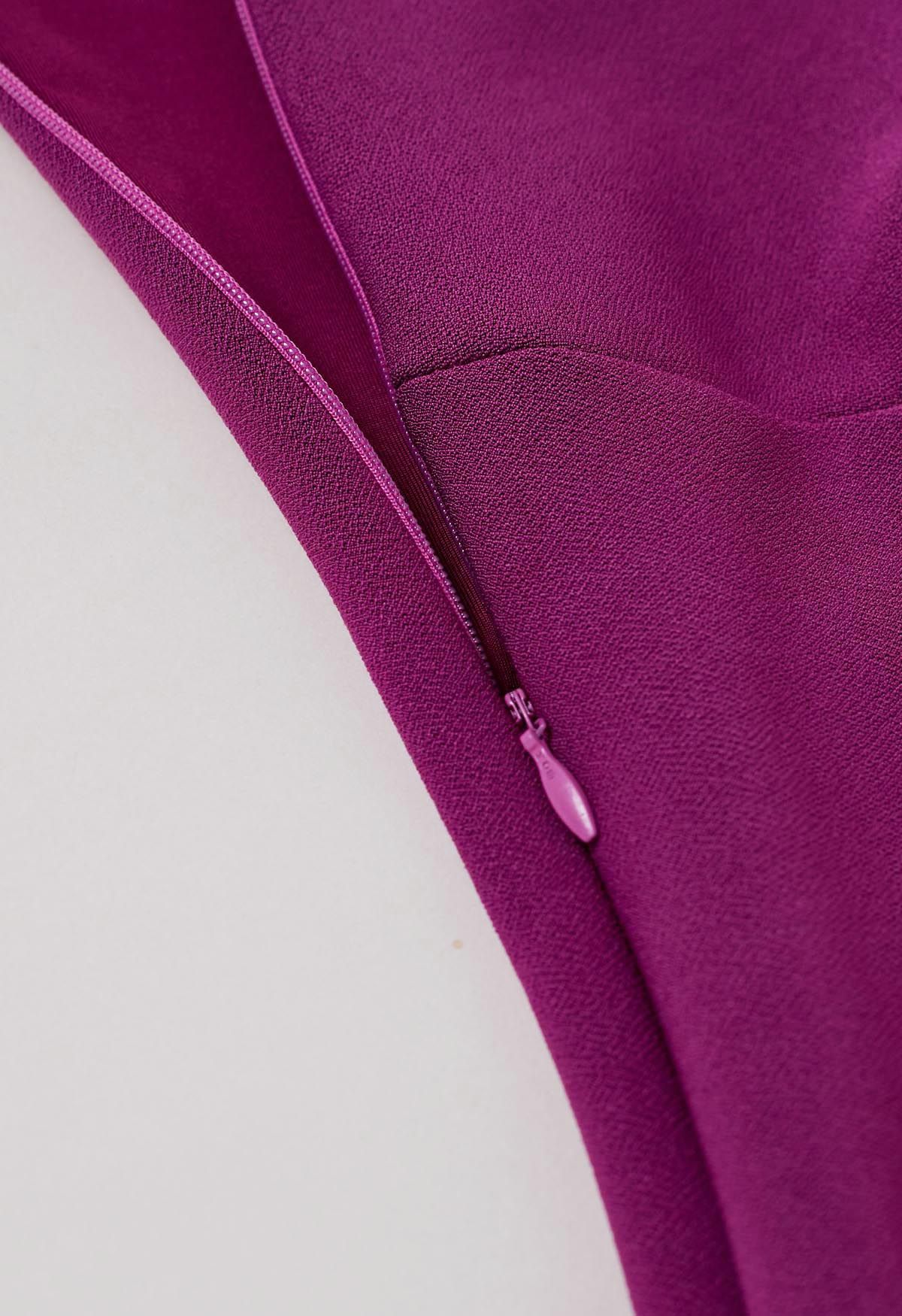 Modern Muse Halter Neck Slit Sheath Dress in Magenta