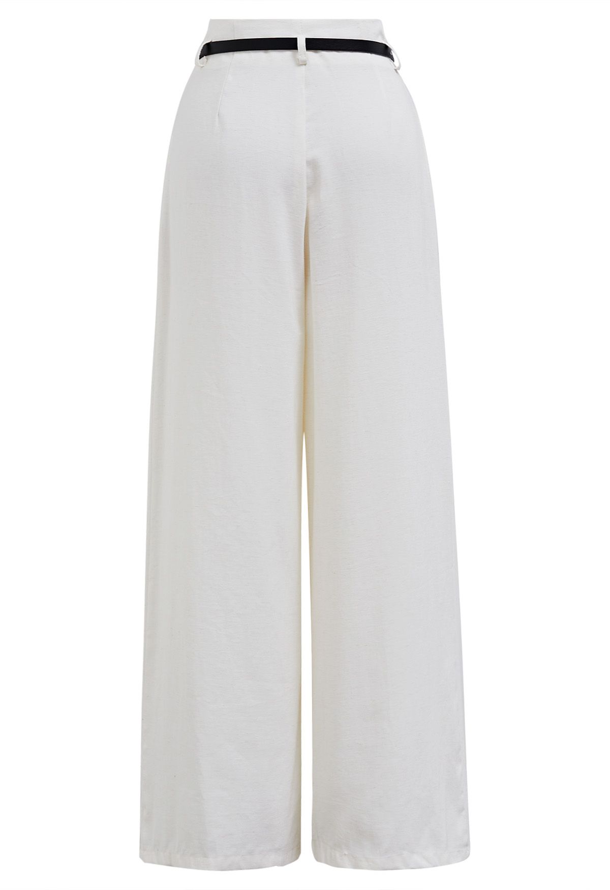 Old-Fashioned Belt Linen-Blend Palazzo Pants in White