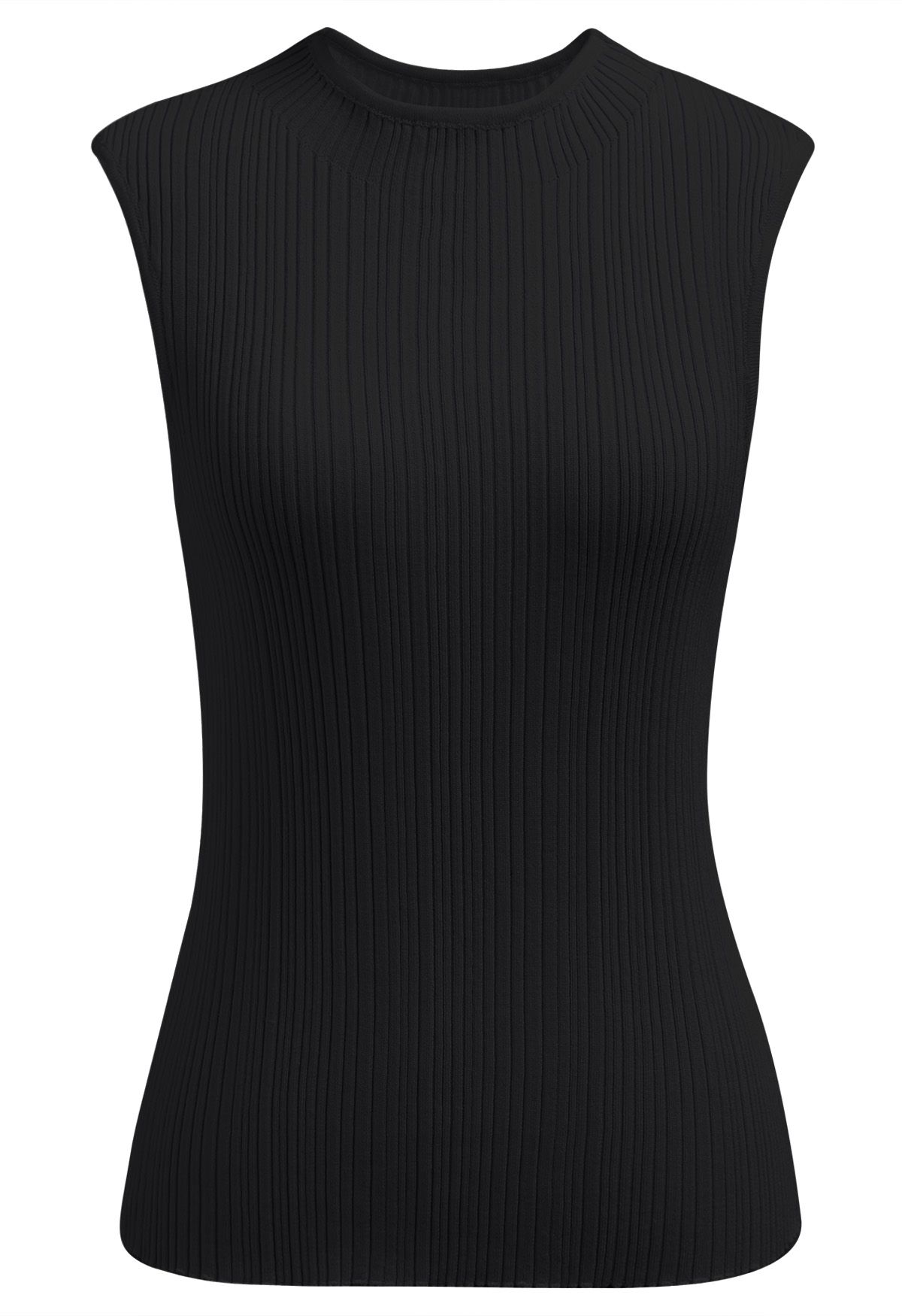 Minimalist Ribbed Texture Sleeveless Knit Top in Black - Retro, Indie ...