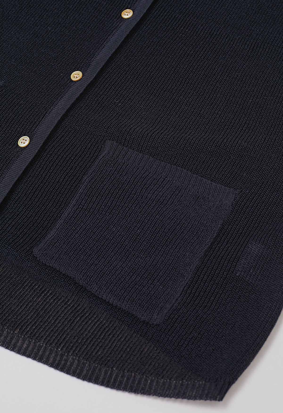 Button Down Patch Pocket Vest in Navy