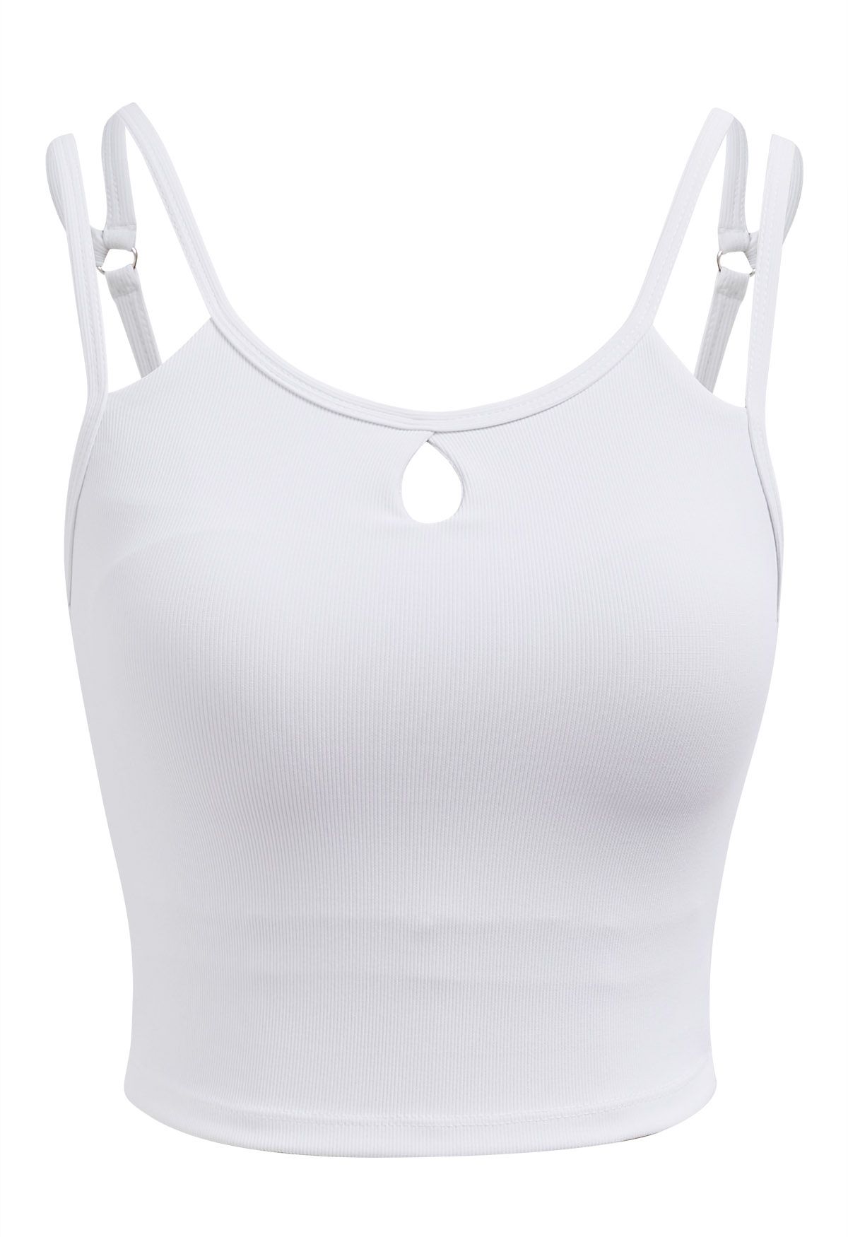 Cutout Detail Double Straps Bra Top in White