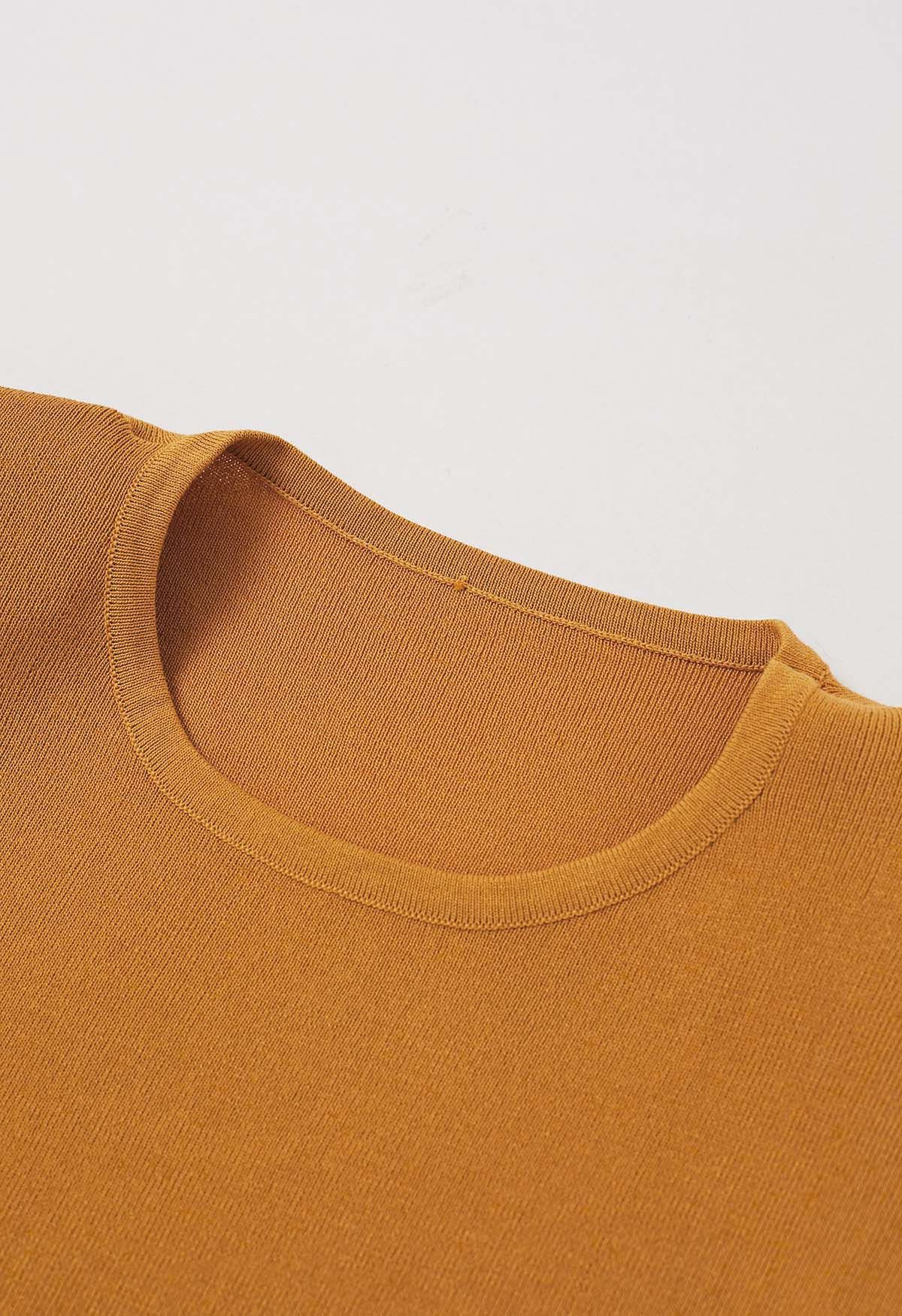 Tie-Back Sleeveless Rib Knit Top in Pumpkin