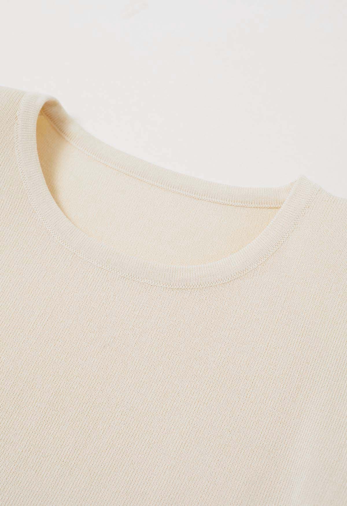 Tie-Back Sleeveless Rib Knit Top in Cream