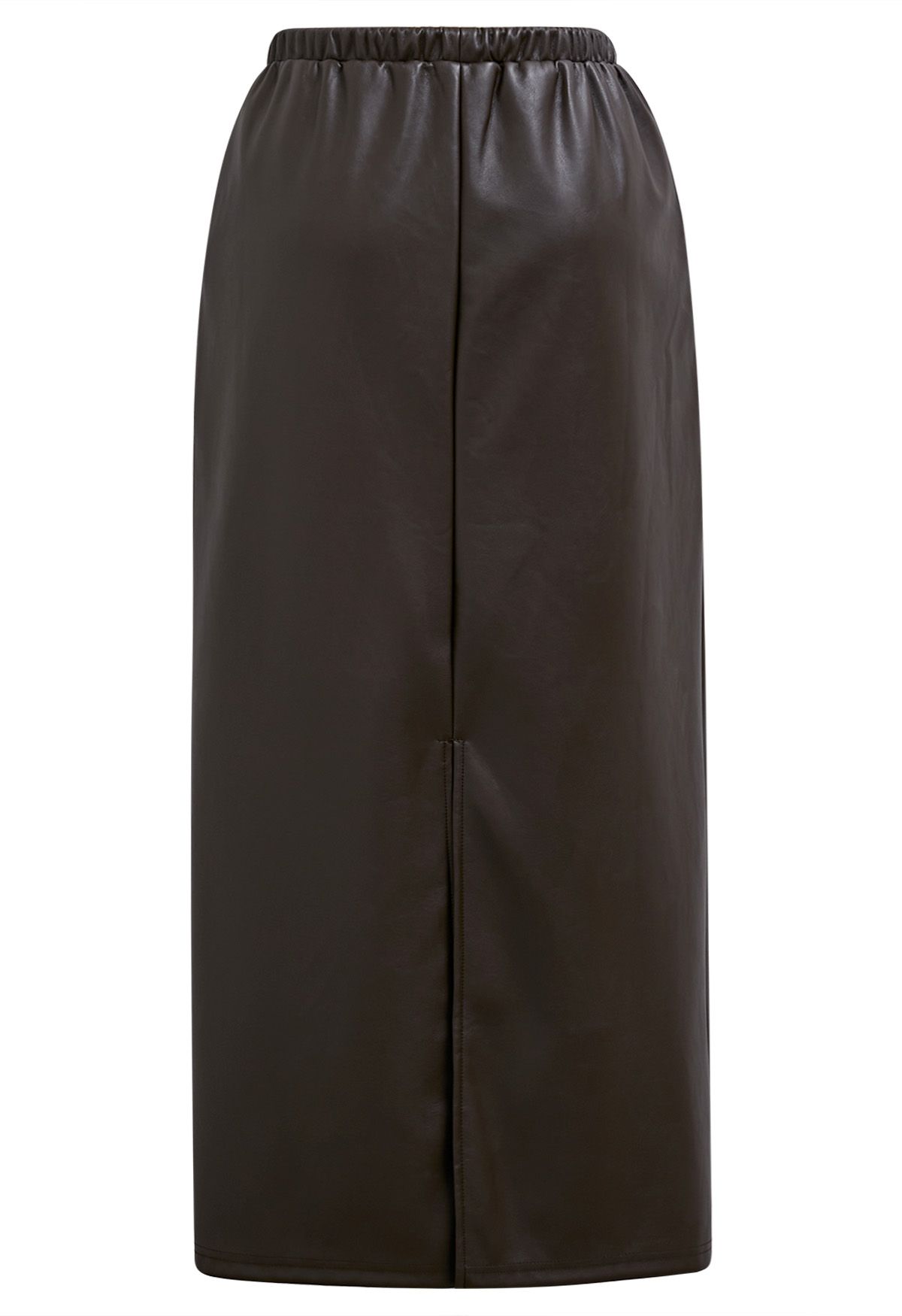 On-Duty Faux Leather Drawstring Shift Skirt in Chocolate