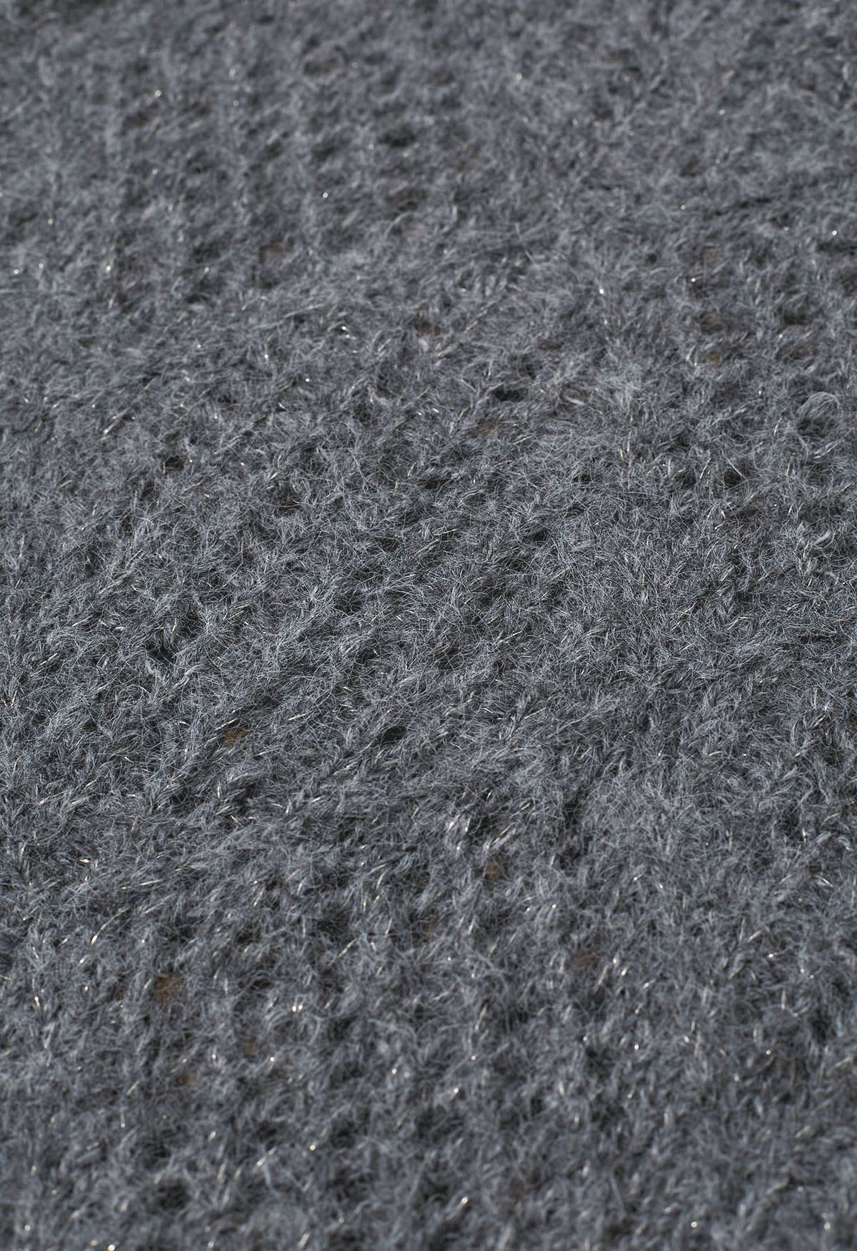 Diamond Pattern Hollow Fuzzy Knit Sweater in Smoke