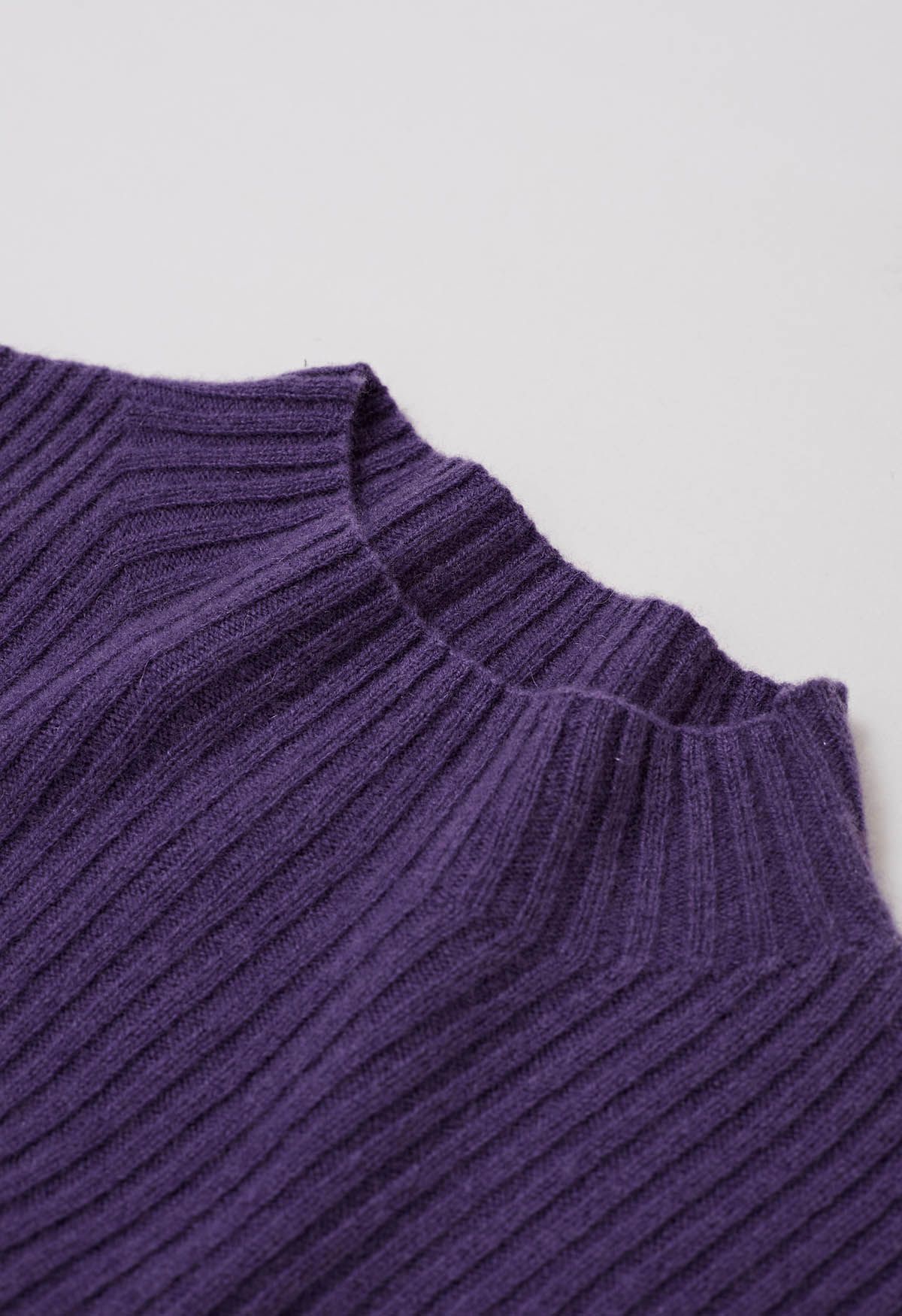 Elemental Mock Neck Long-Sleeve Wool Sweater in Purple