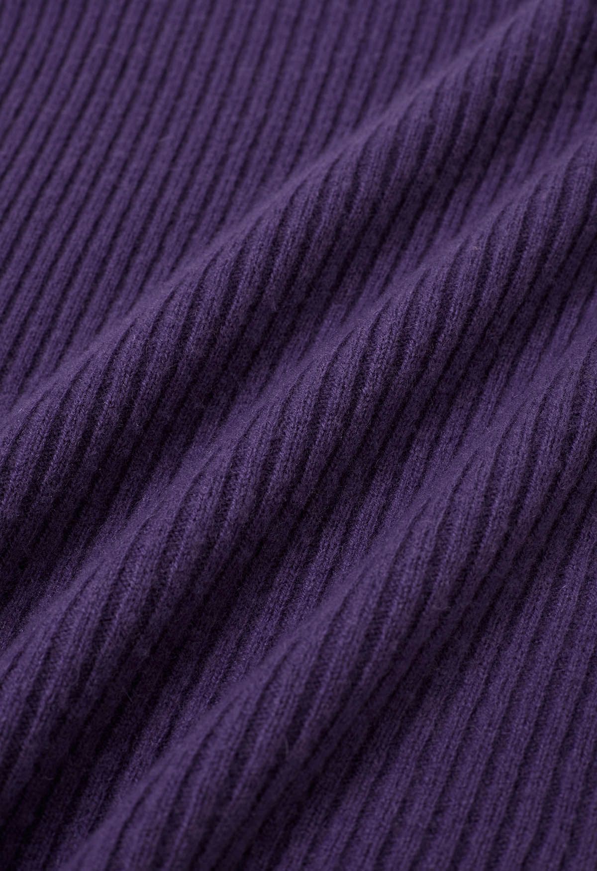 Elemental Mock Neck Long-Sleeve Wool Sweater in Purple