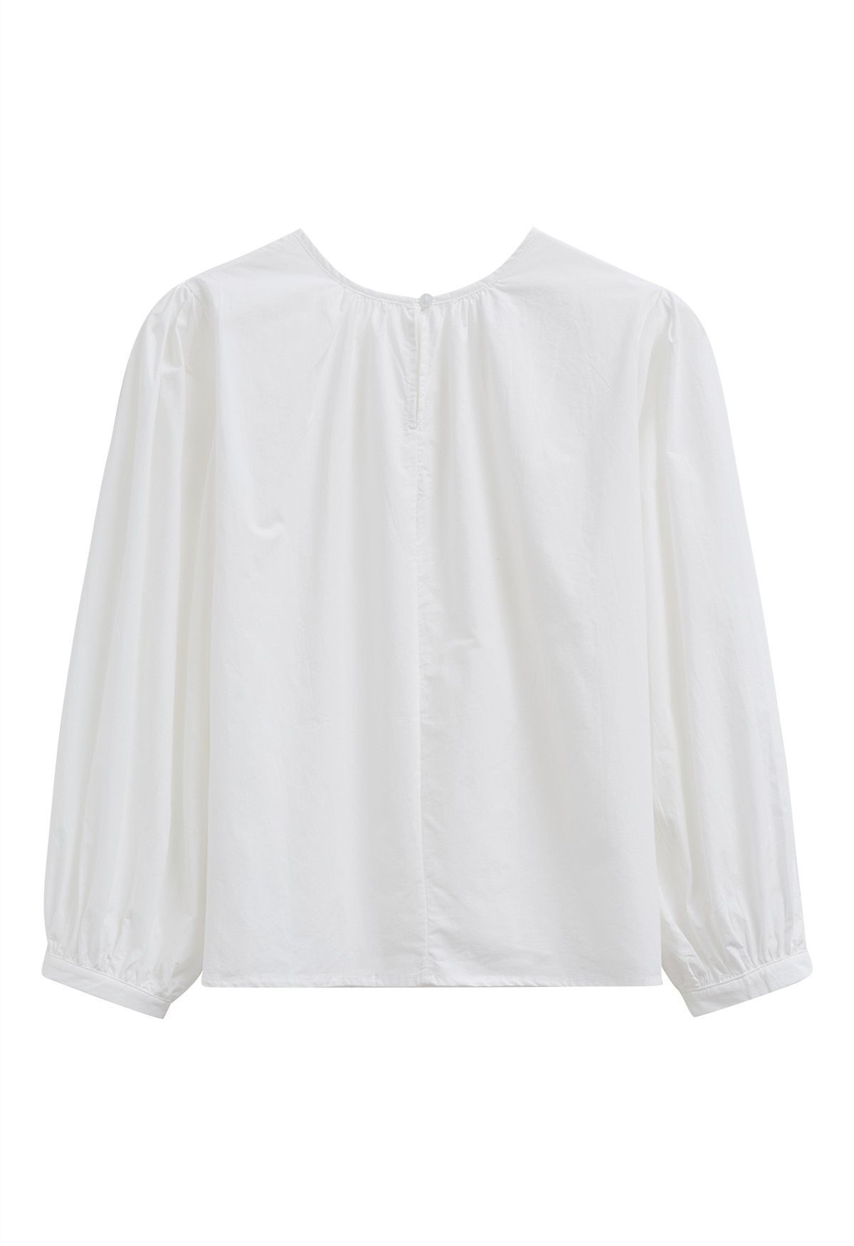 Easygoing Puff Sleeve Cotton Shirt in White