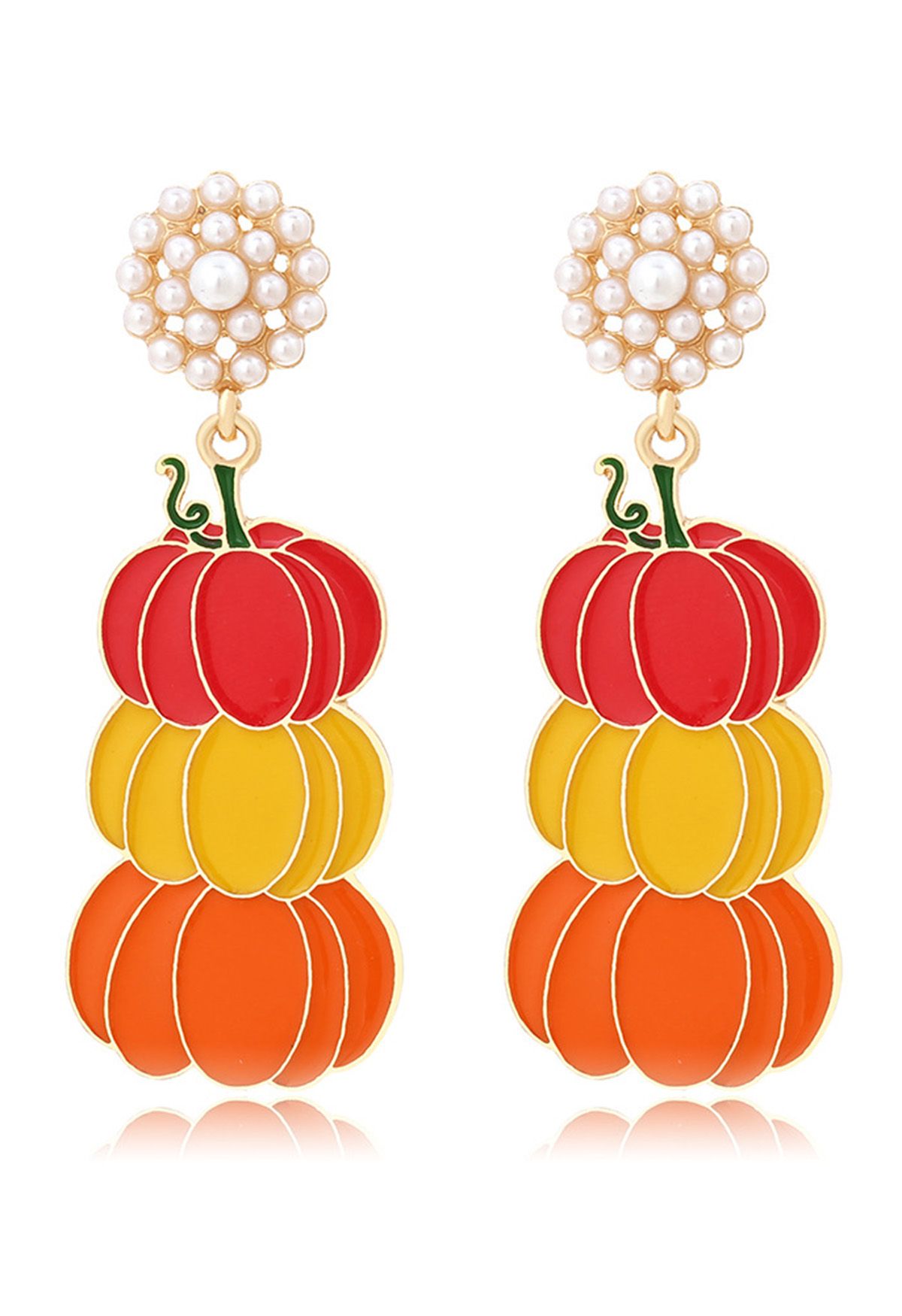 Multi-Color Pumpkin Pearly Earrings