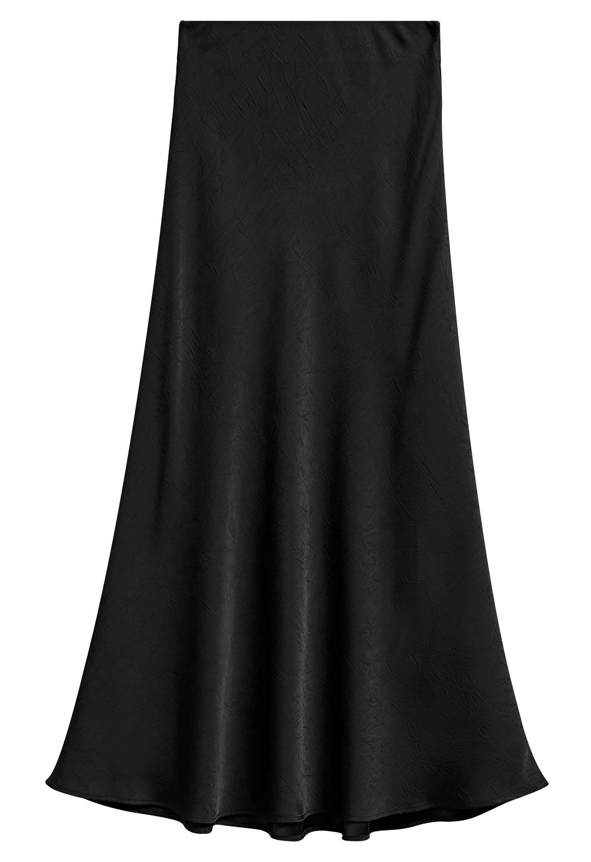 Satin Embossed Texture Mermaid Maxi Skirt in Black