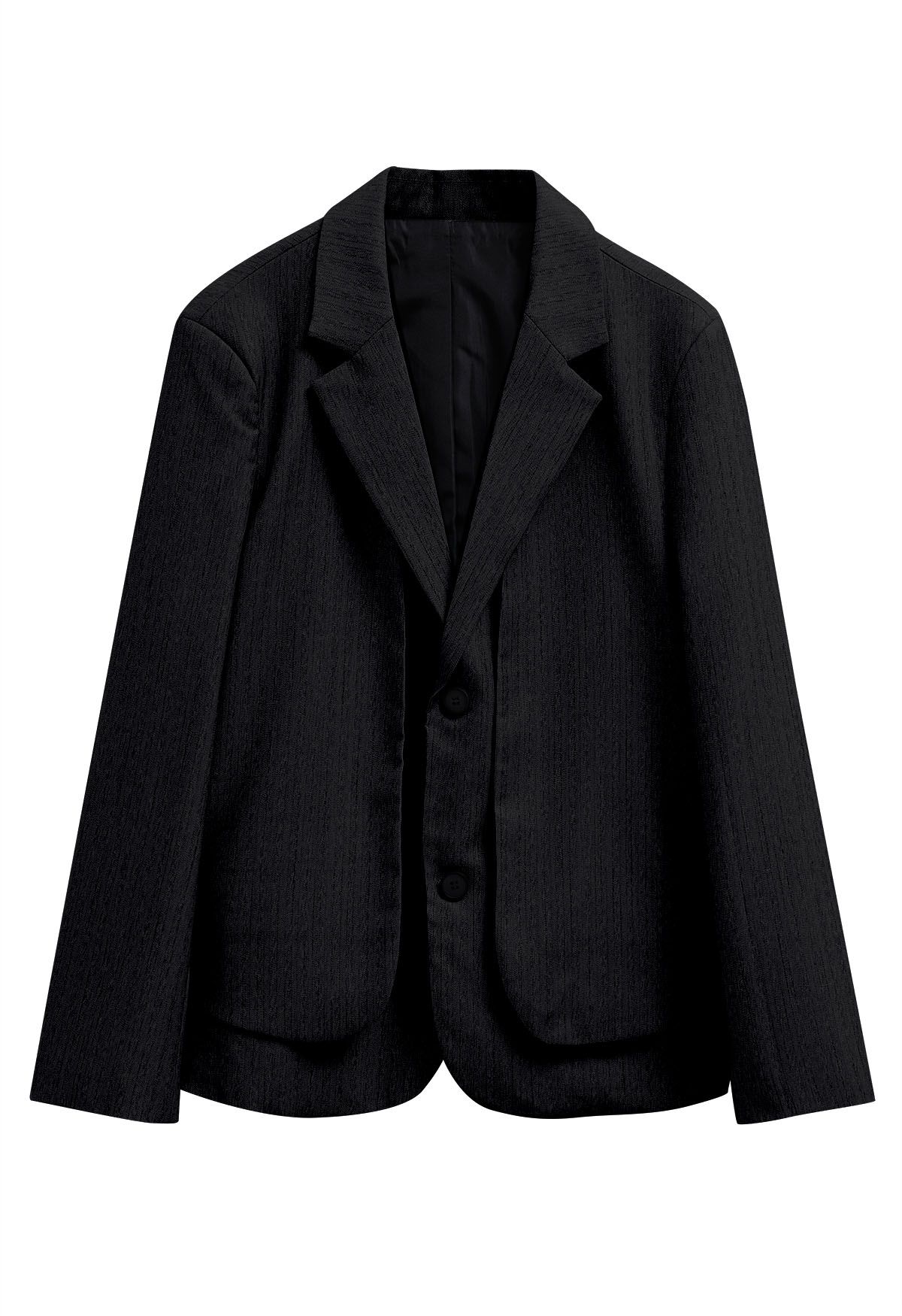 Fake Two-Piece Button Down Blazer in Black