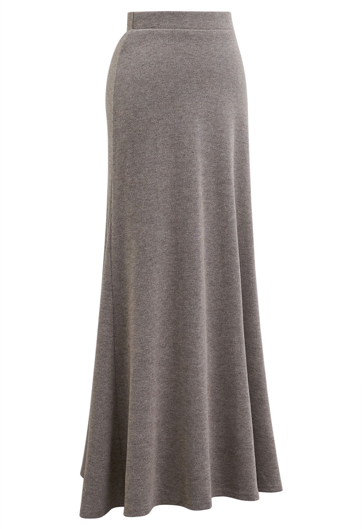 Soft Swirl Elegance Flare Maxi Skirt in Taupe