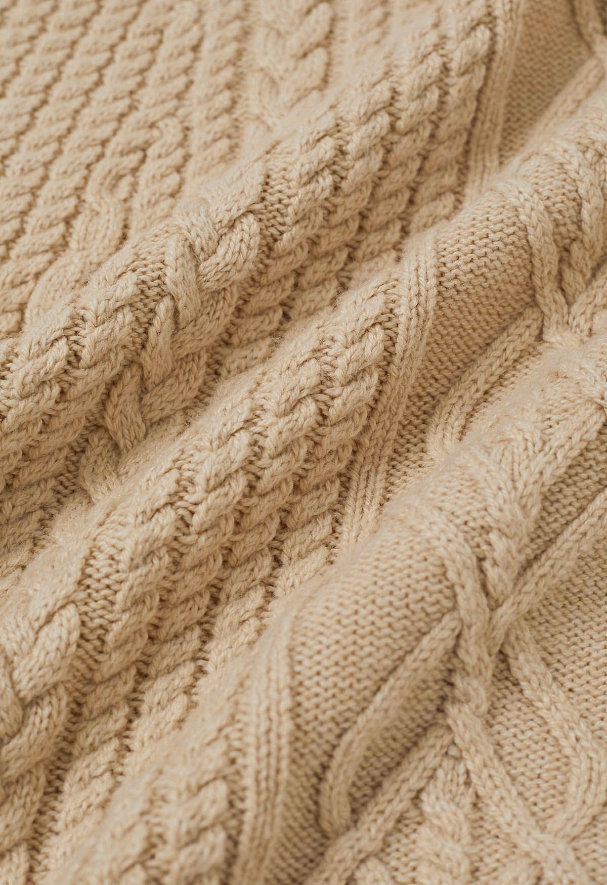 Artisanal Charm Boat Neck Cable Knit Dress