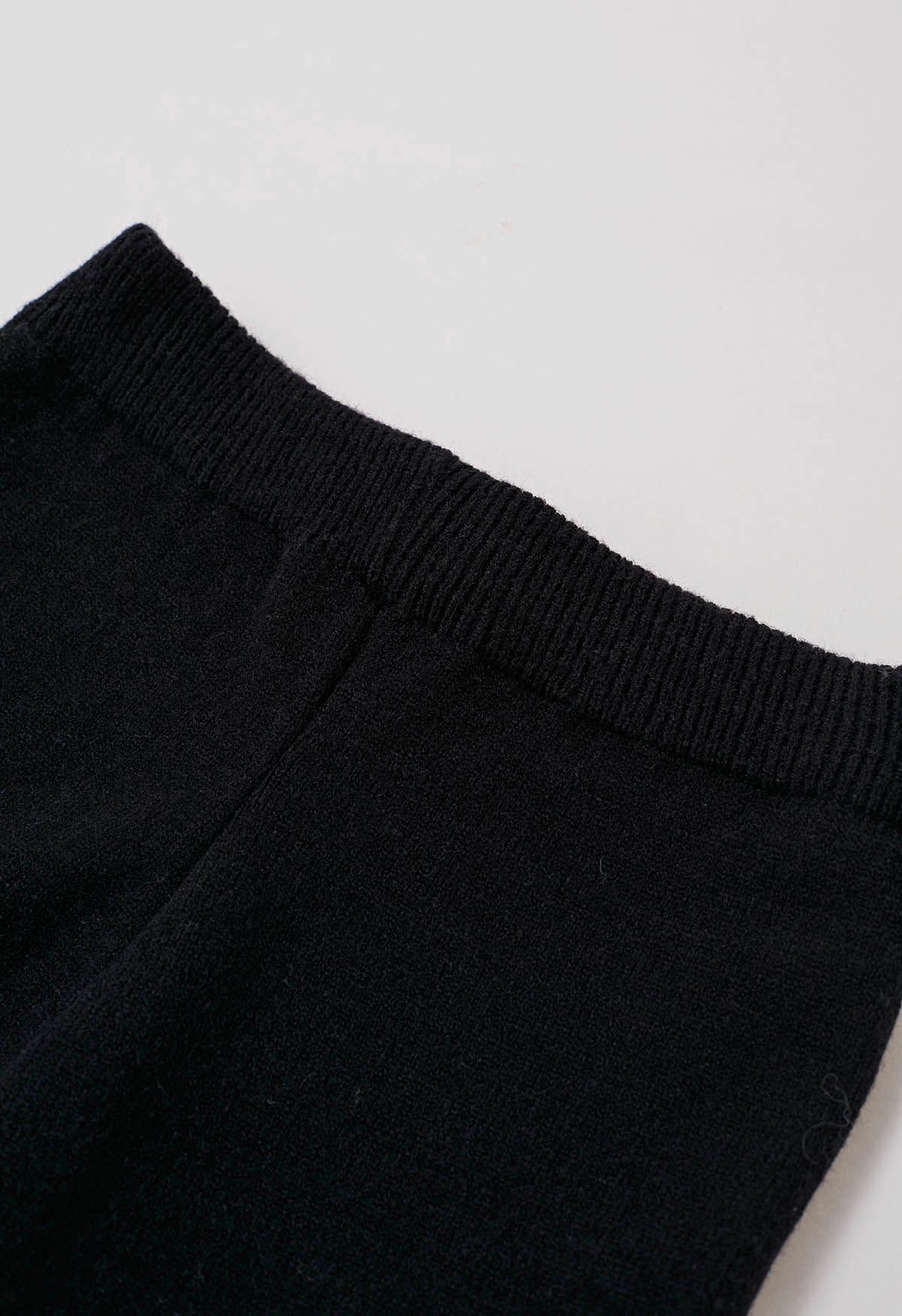 Leisurely Fake Two-Piece Knit Sweater and Pants Set in Black